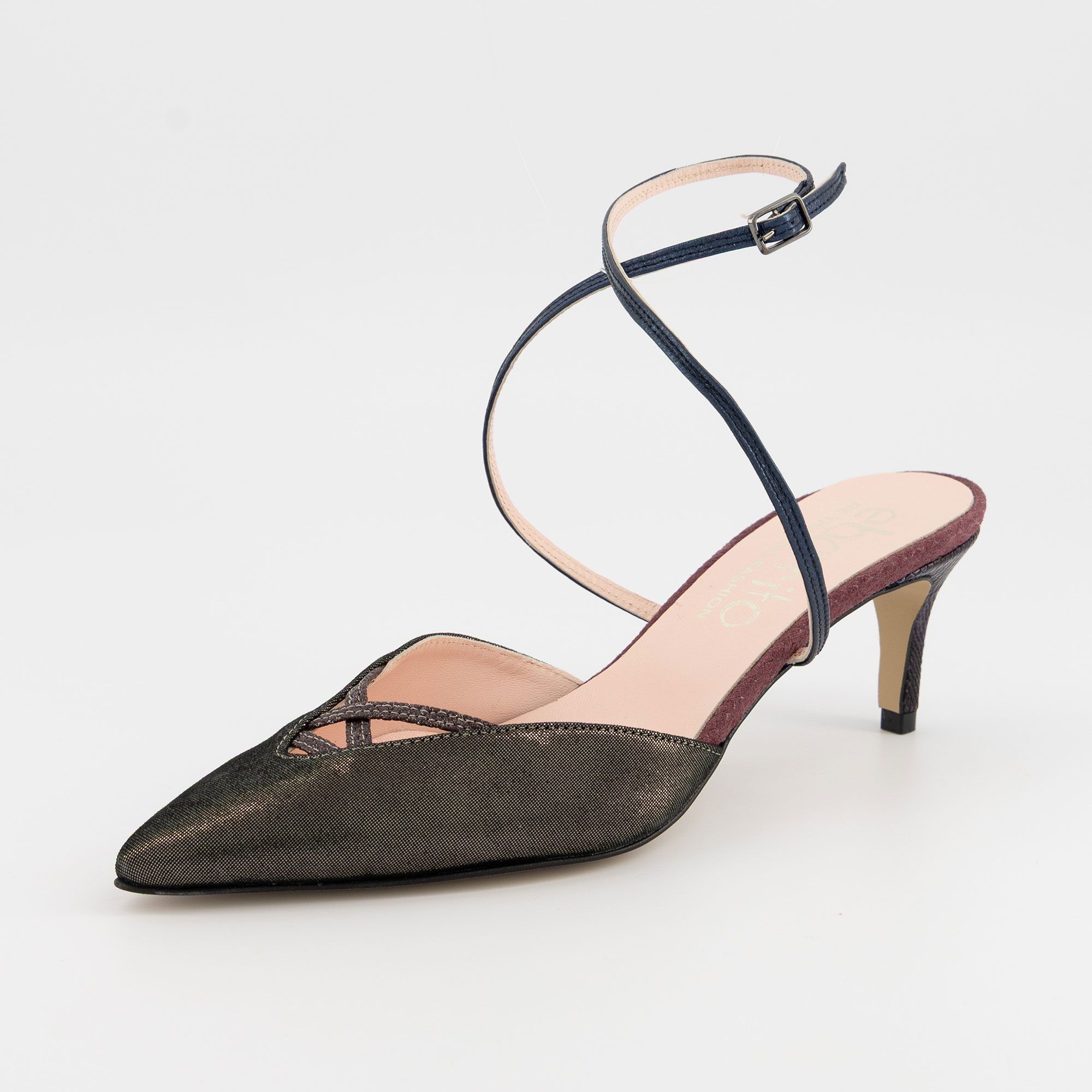 Ebarrito Sabot in pelle con fascette e tacco 6cm