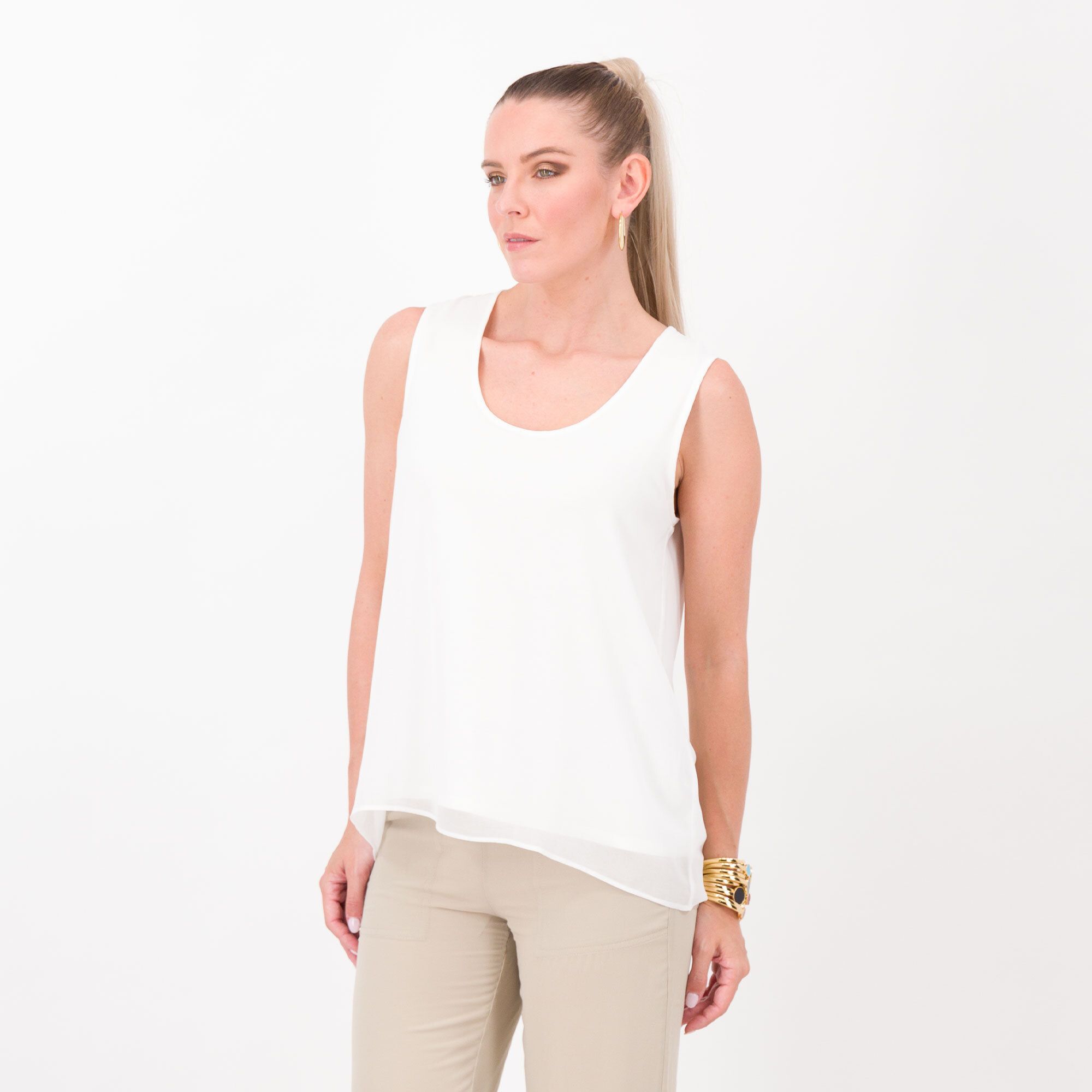 QVC Wynne Layers Top smanicato in chiffon