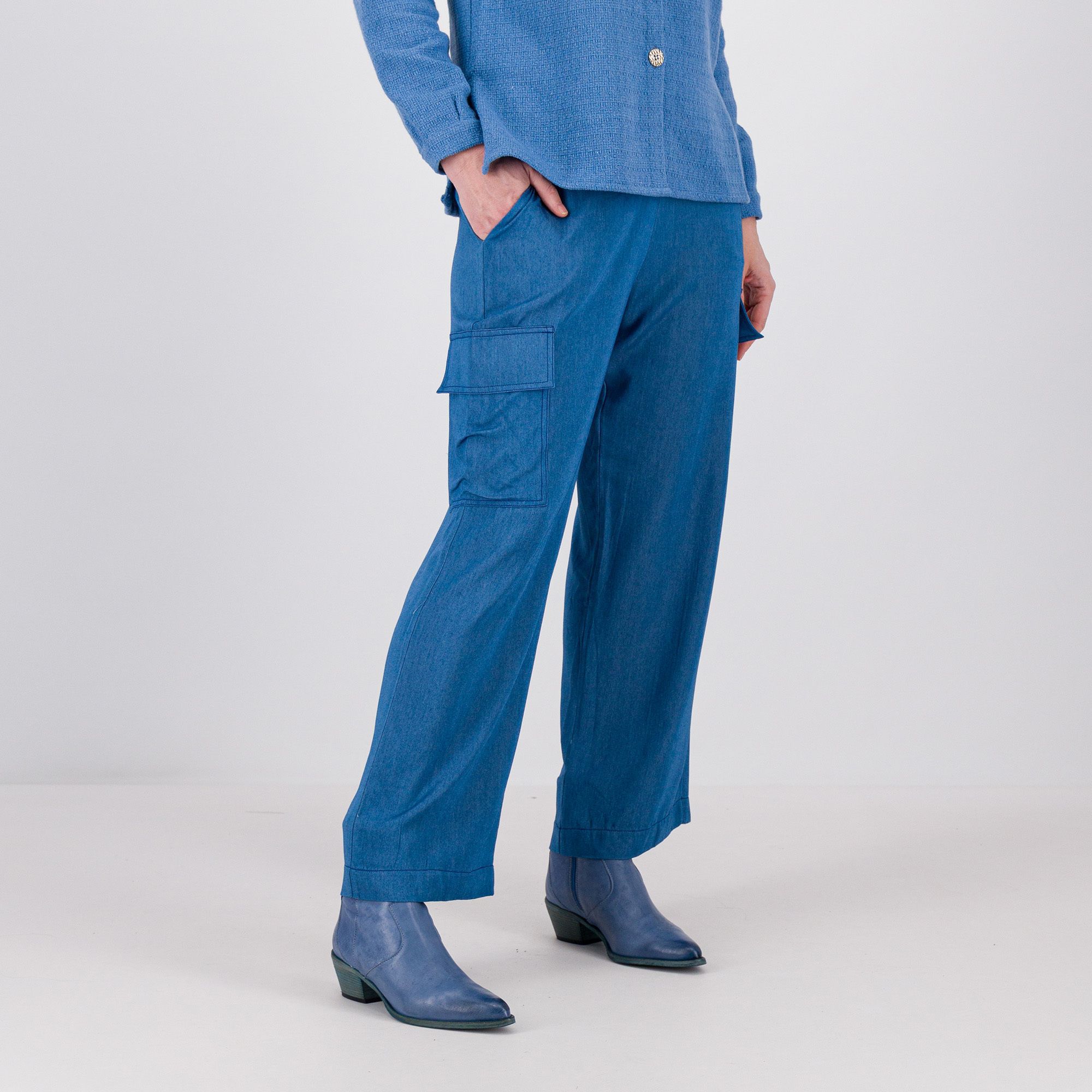 QVC M’ama Pantaloni cargo fluidi in chambray