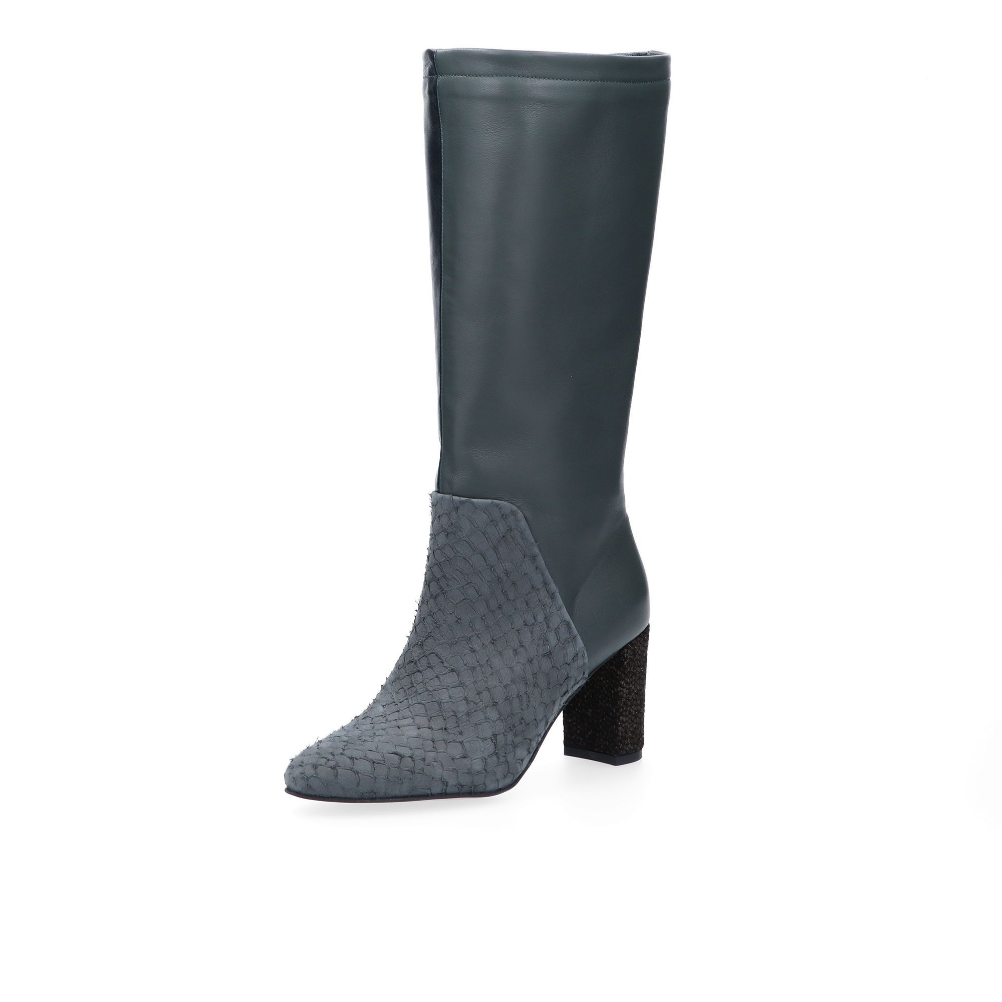 Ebarrito
Stivali in pelle
patchwork con
tacco 8 cm