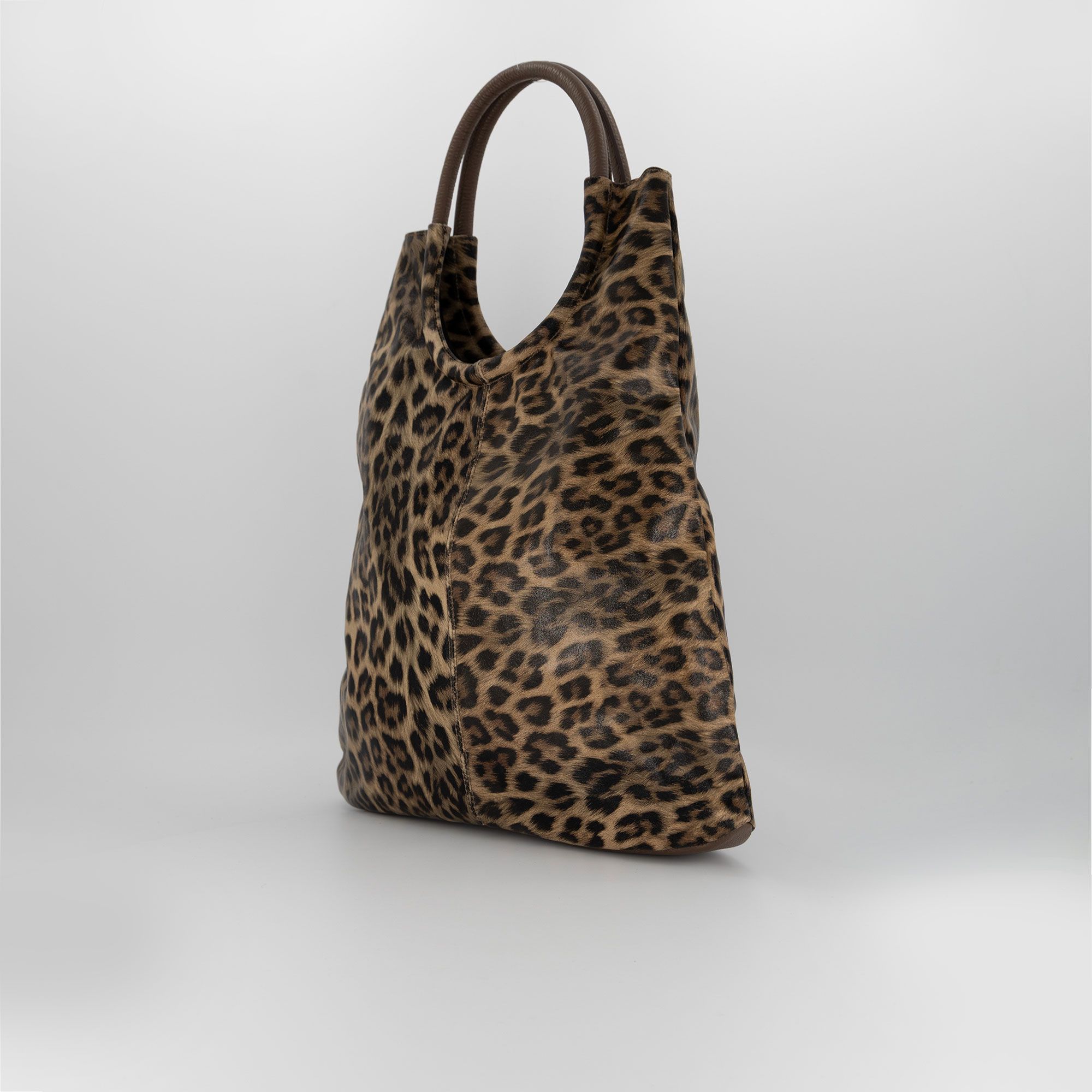 Le Corone Bags Borsa Oblò 26 a spalla in pelle stampa leopardo