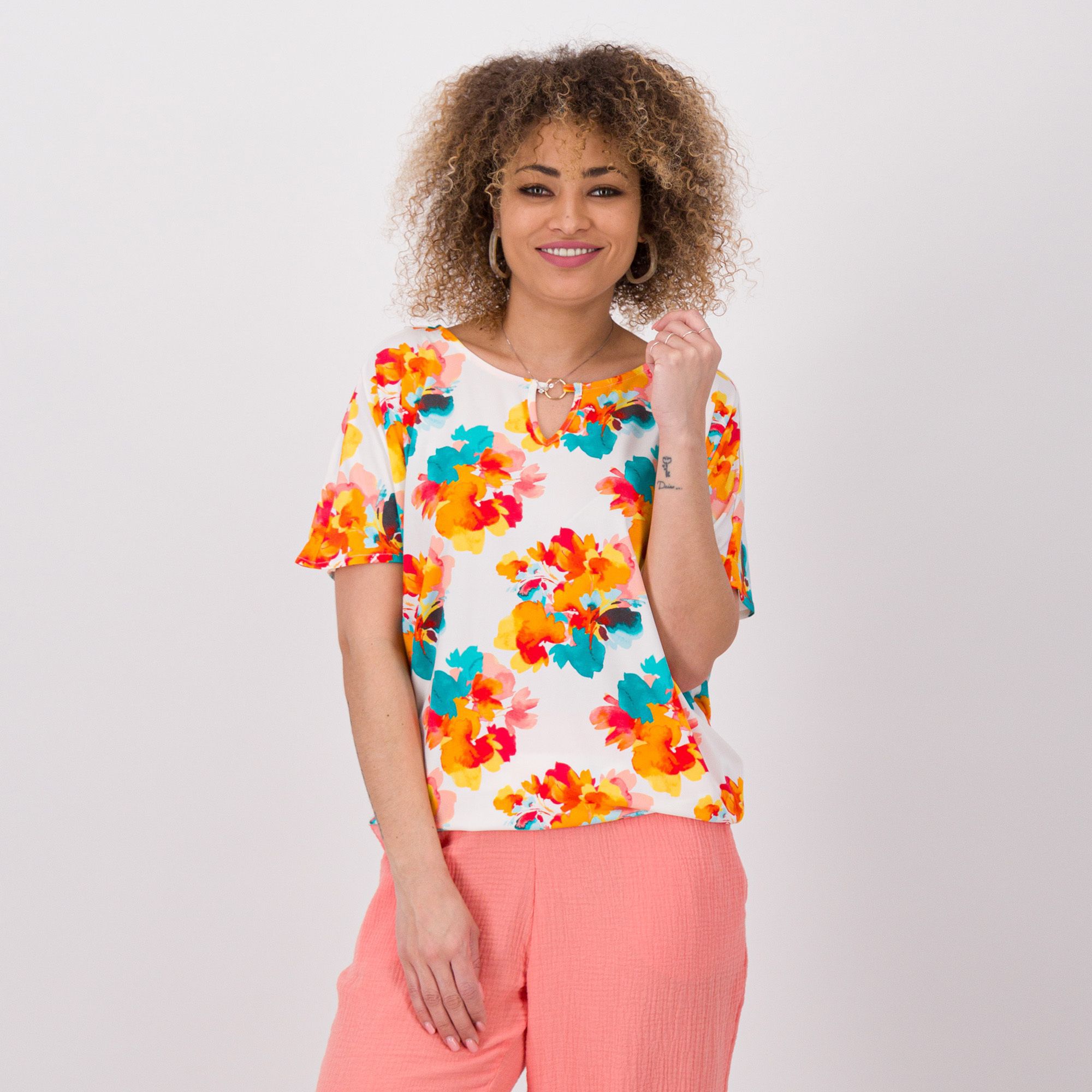 QVC Nina Leonard Blusa linea a kimono manica dolman