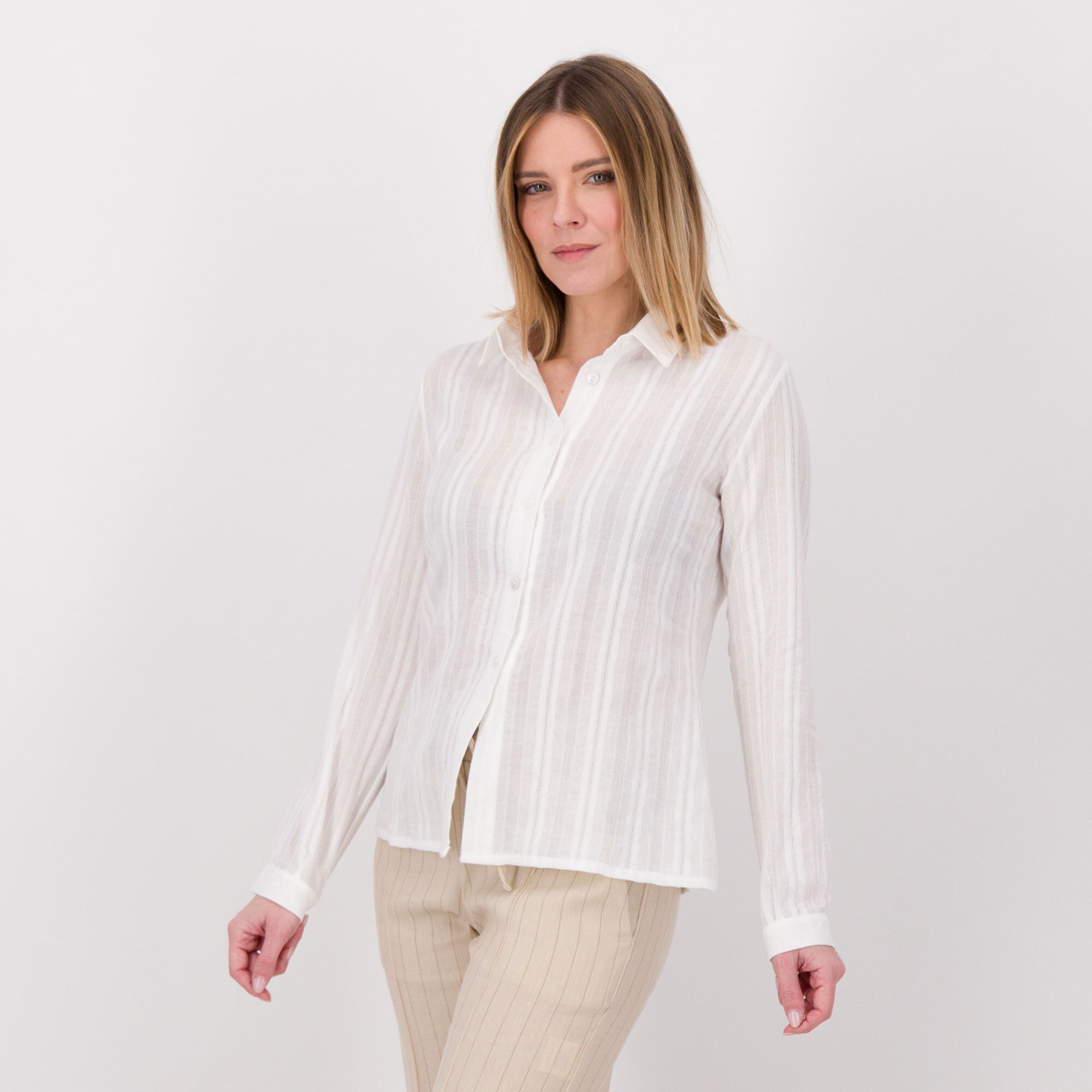 Image of M’ama Camicia in cotone a righe con maniche lunghe061