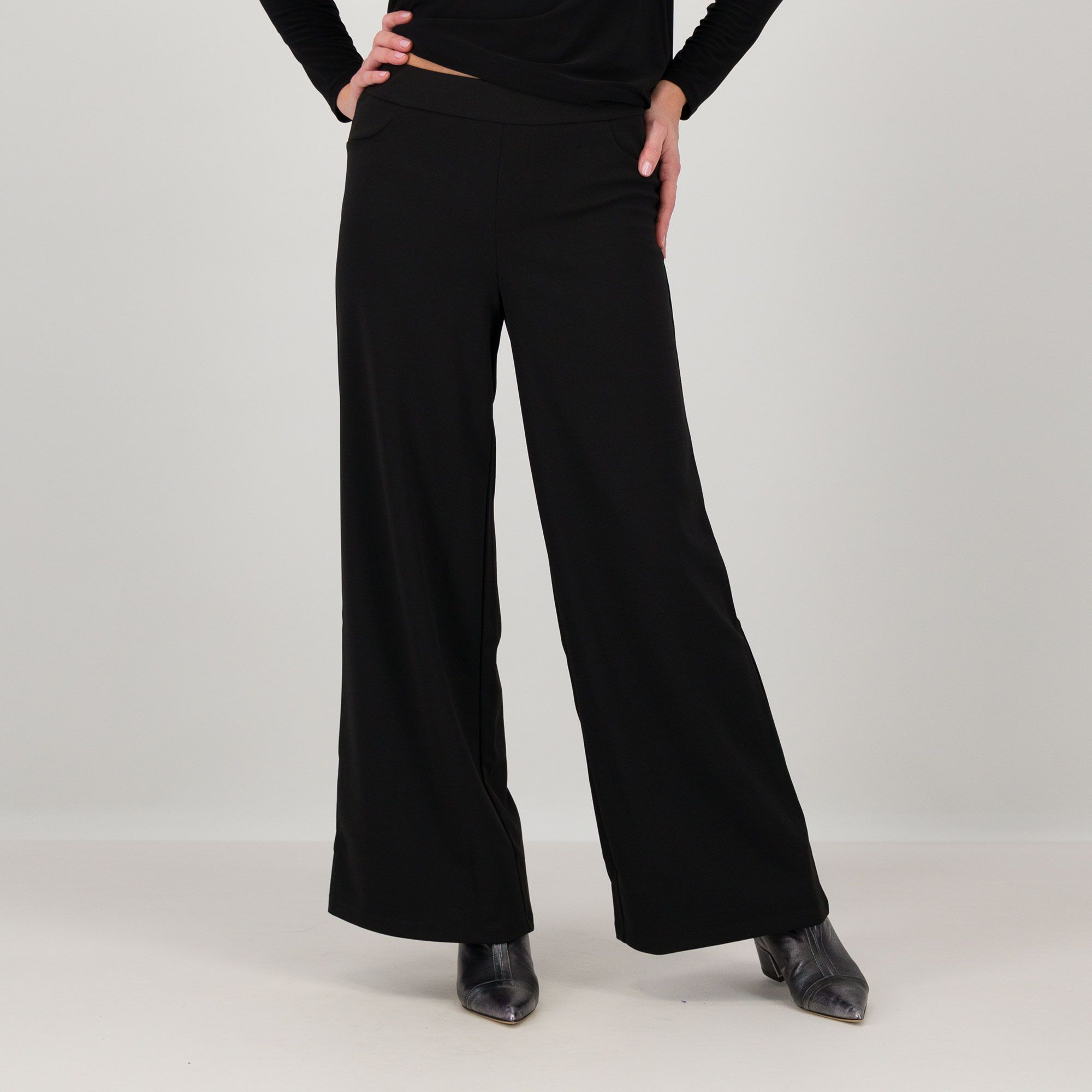 Image of Nina Leonard Pantaloni gamba larga in crêpe stretch061