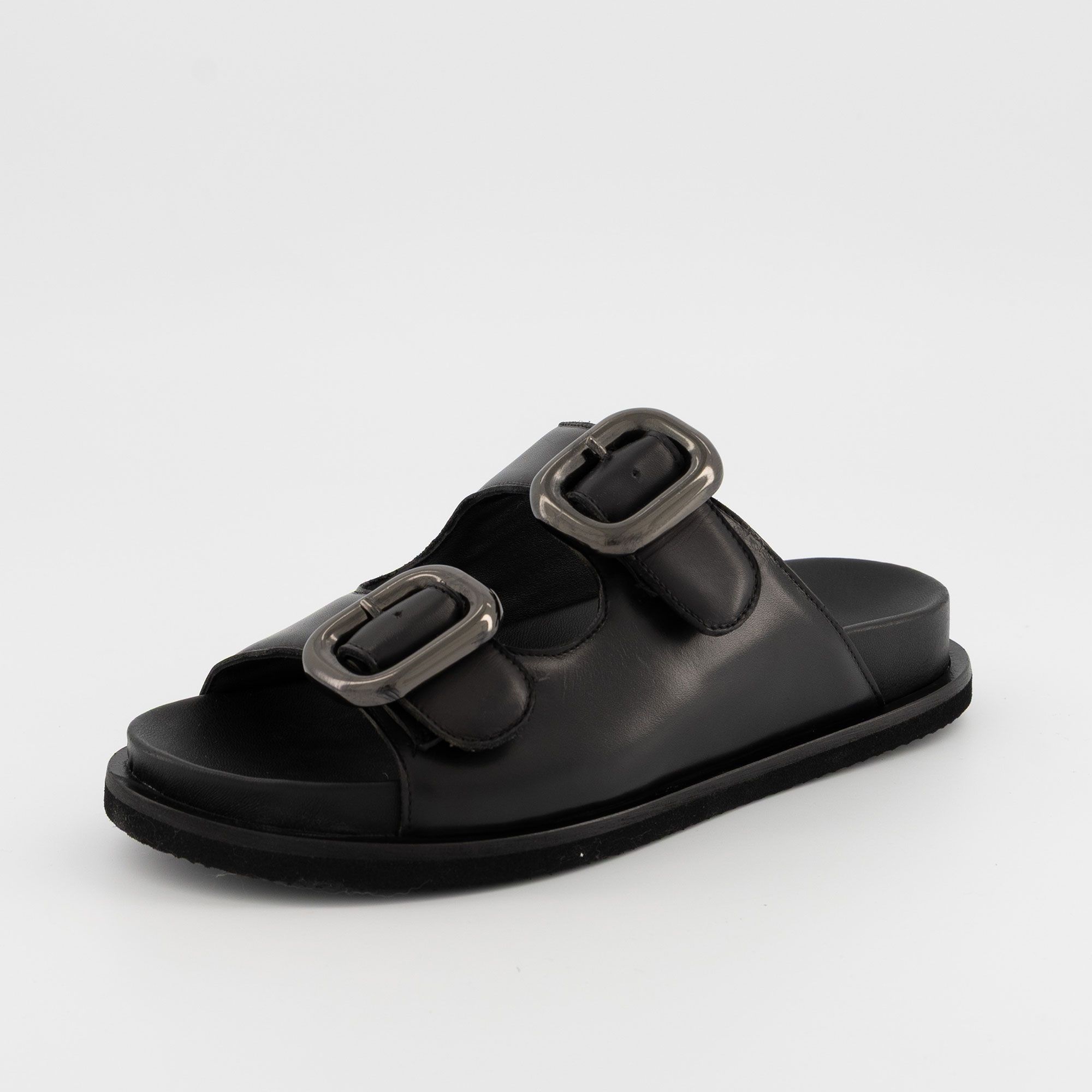 Galieti Sandali fusbet in pelle con due fasce e suola 3,5 cm