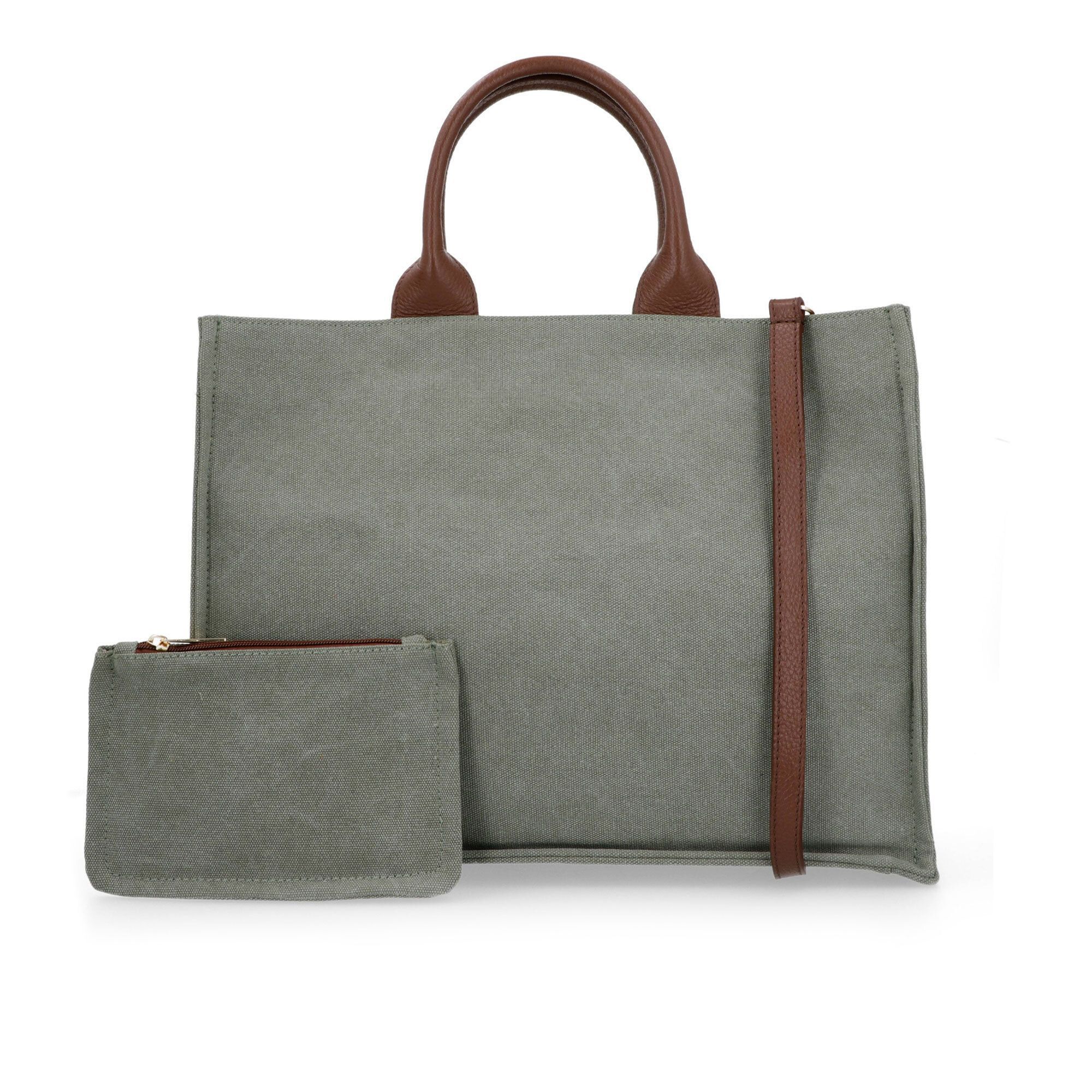 QVC Le Corone Bags Borsa shopper in canvas con pochette