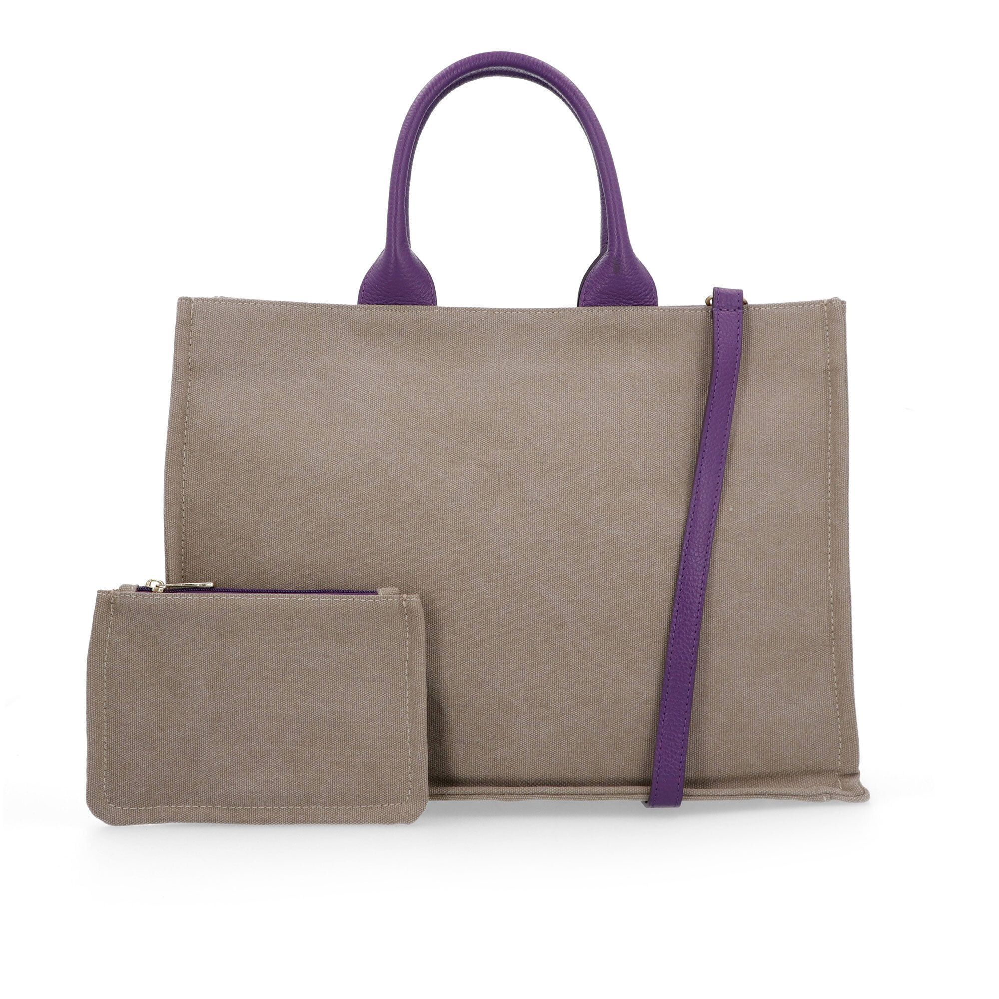 Image of Le Corone Bags Borsa shopper in canvas con pochette061