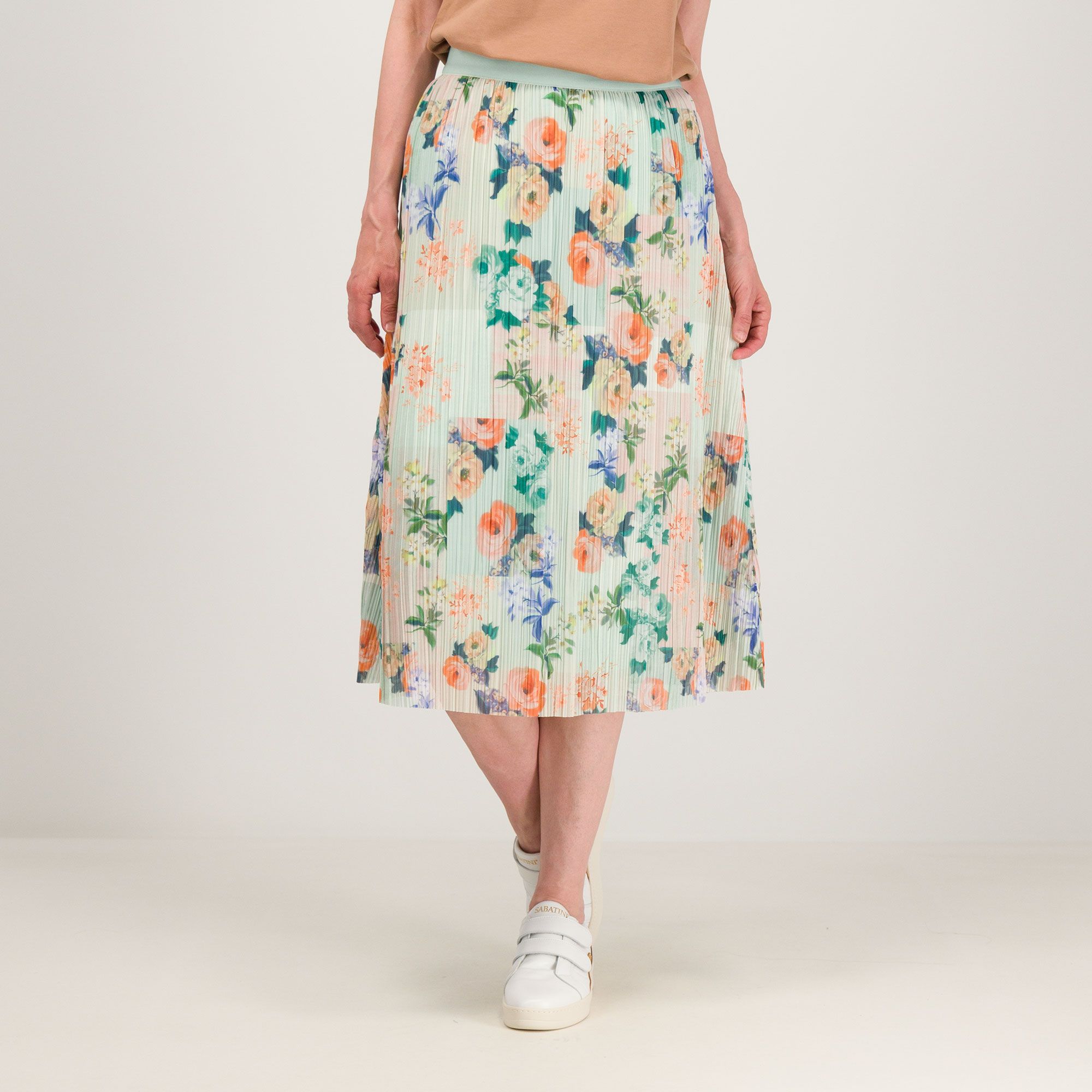 Isaac Mizrahi Live! Gonna plissettata in tricot stampato con elastico in vita