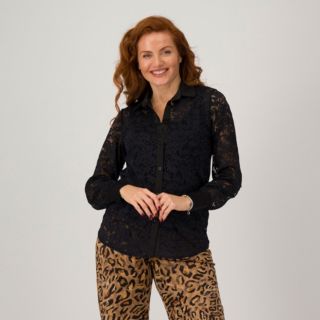 Rebeka Ross
Camicia in pizzo
con polsini e
colletto in raso