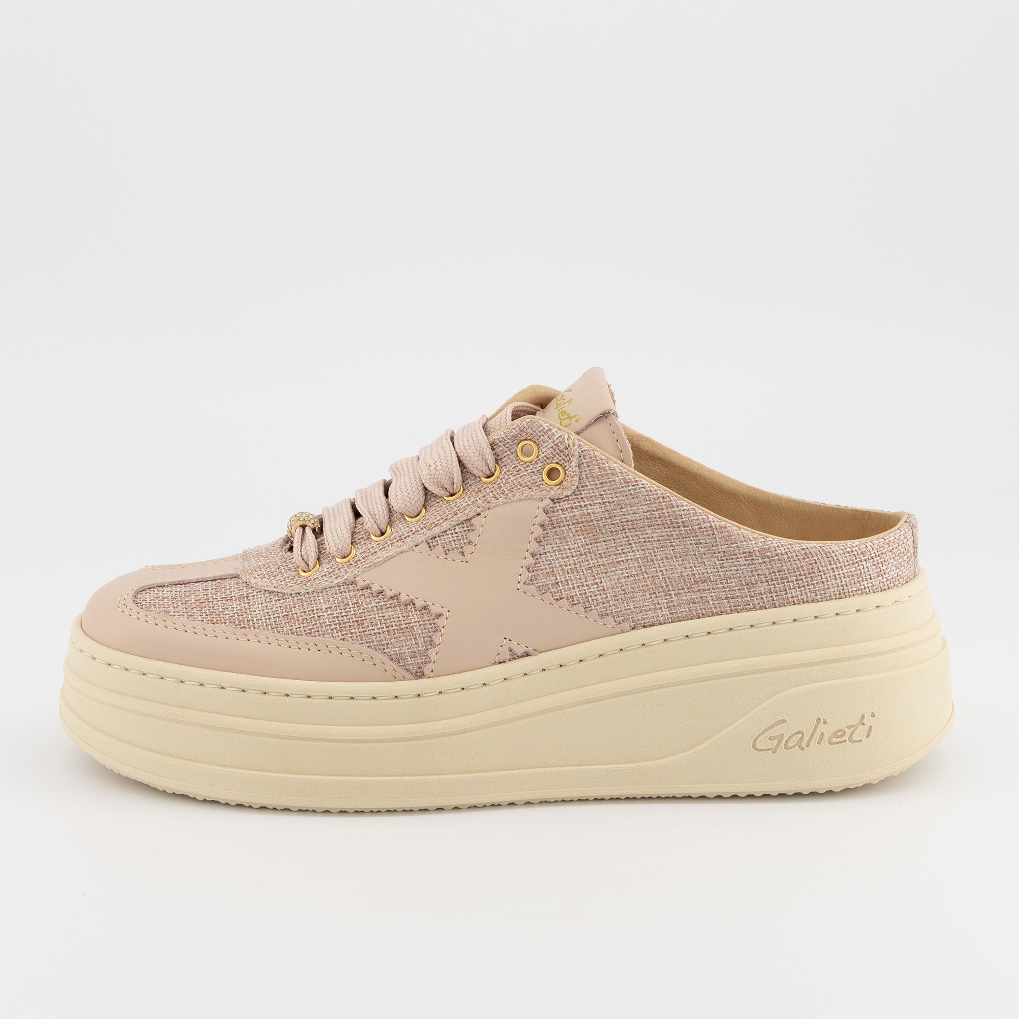 Galieti Sneaker sabot con inserti in pelle e suola 6 cm