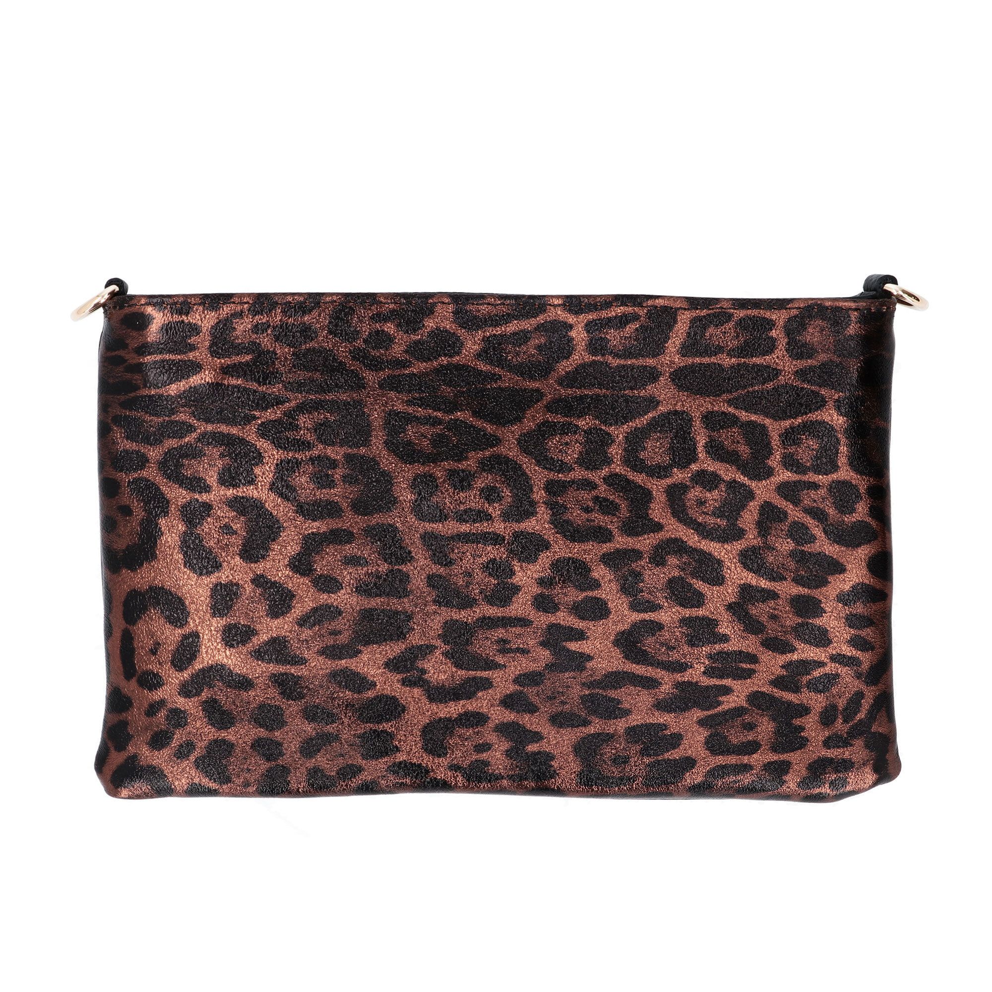 Image of Le Corone Bags Borsa/pochette in pelle con stampa leo e tracolla removibile061