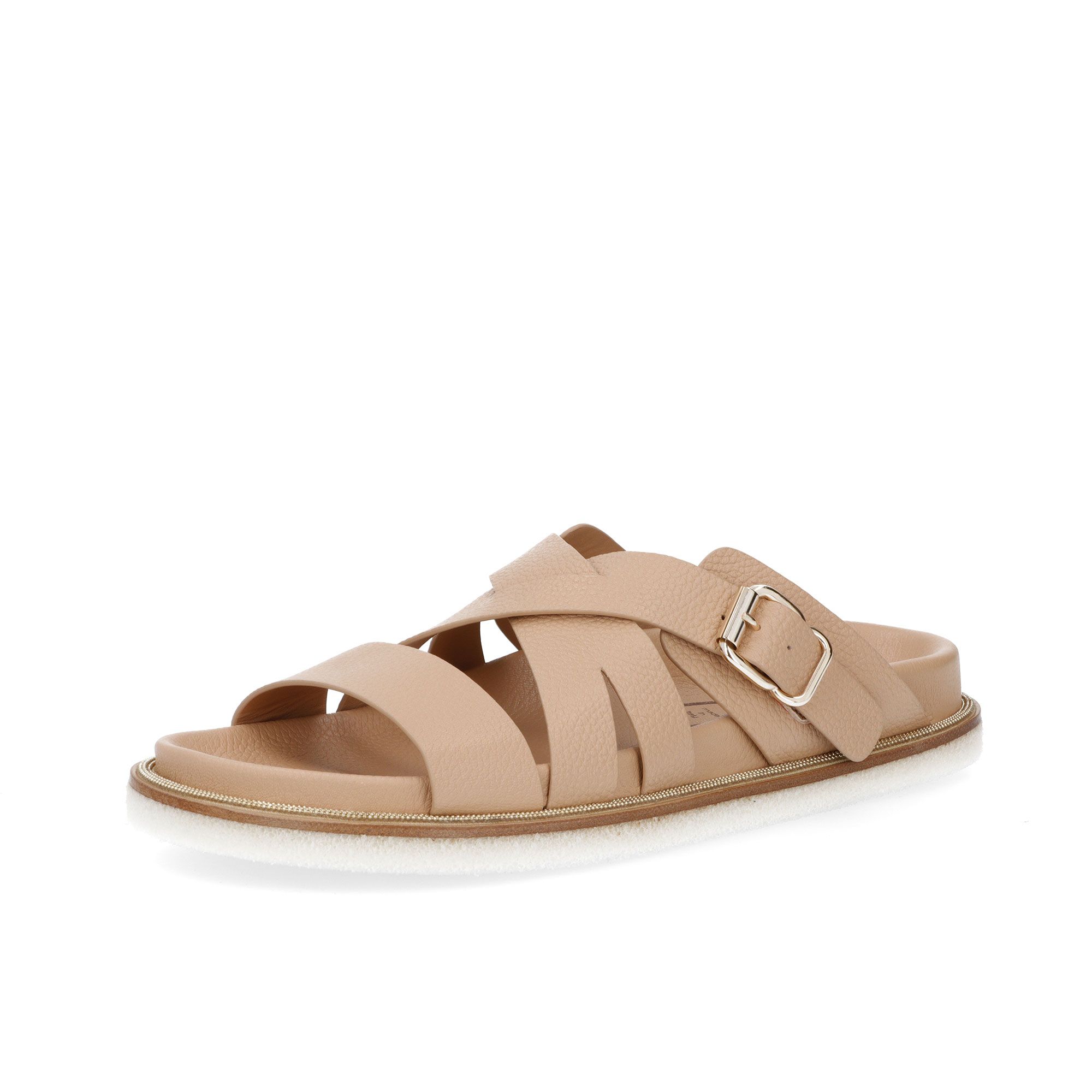 Faire
Ciabatte in pelle
con fasce incrociate
e suola 3 cm