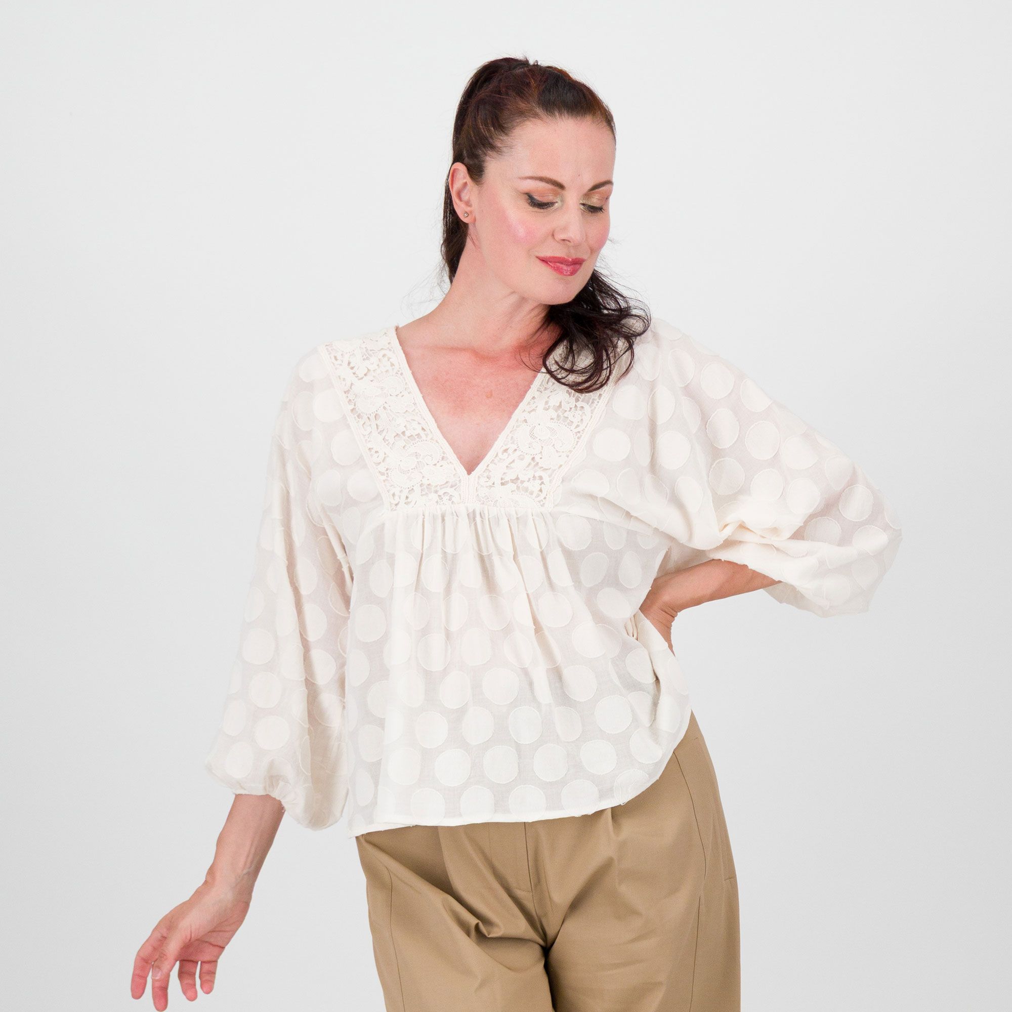 Palazzo Moda
Blusa in cotone
con scollo a V