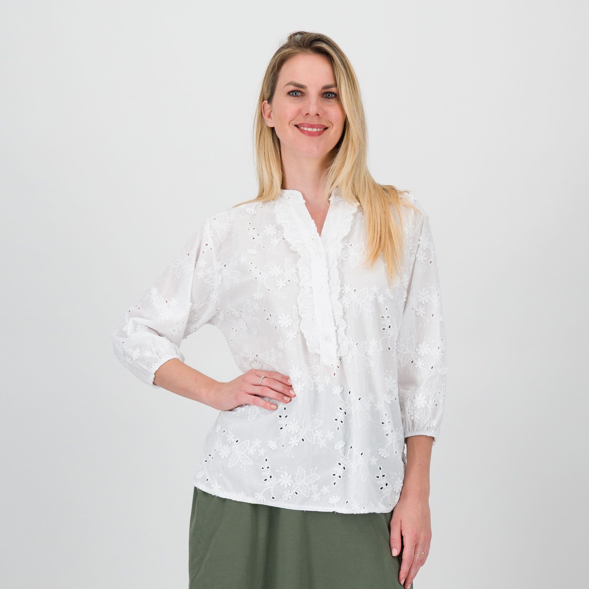 Lucrezia Sciortino Blusa in tela di cotone con scollo a polo