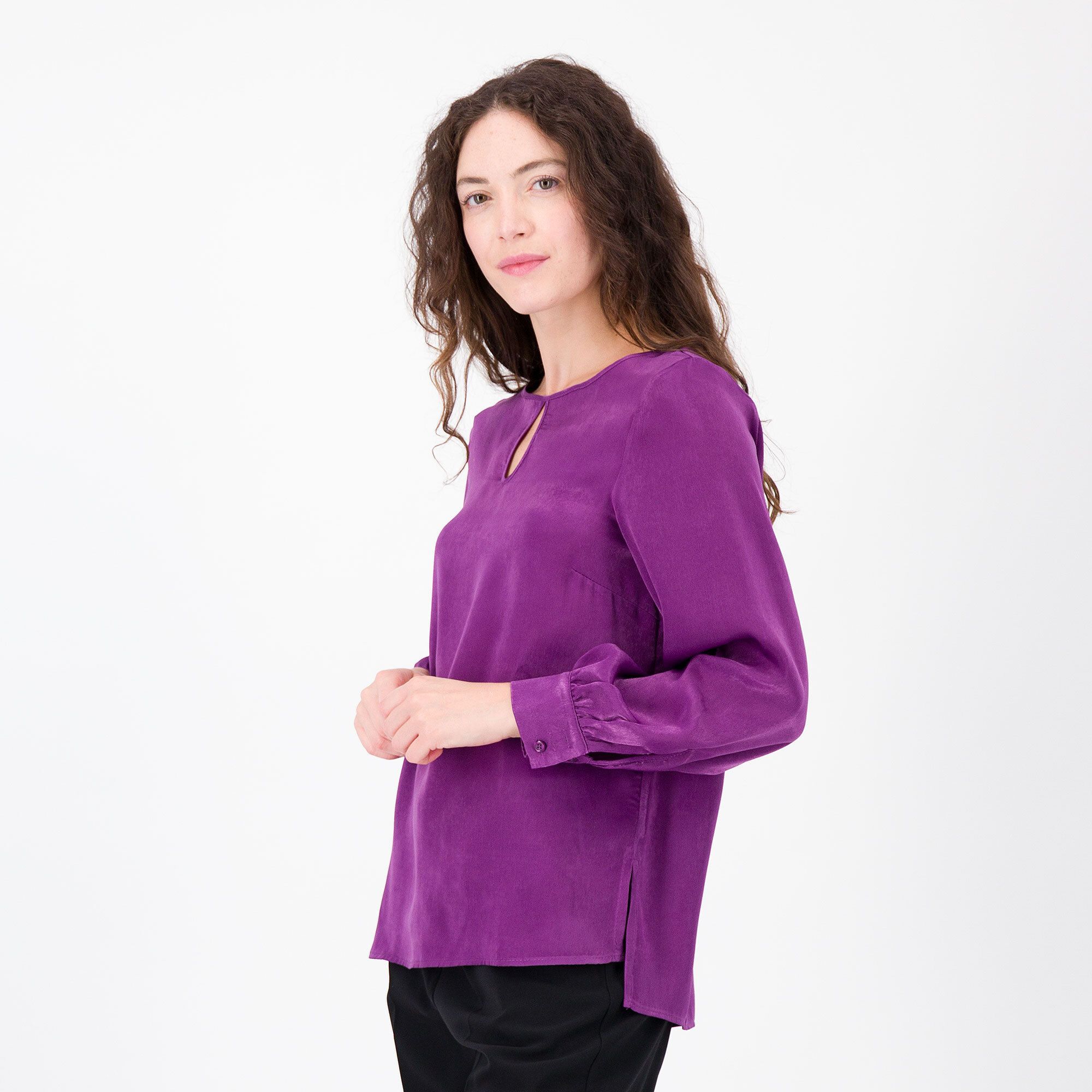 Image of Olly Doo Blusa in raso effetto vellutato a manica lunga061