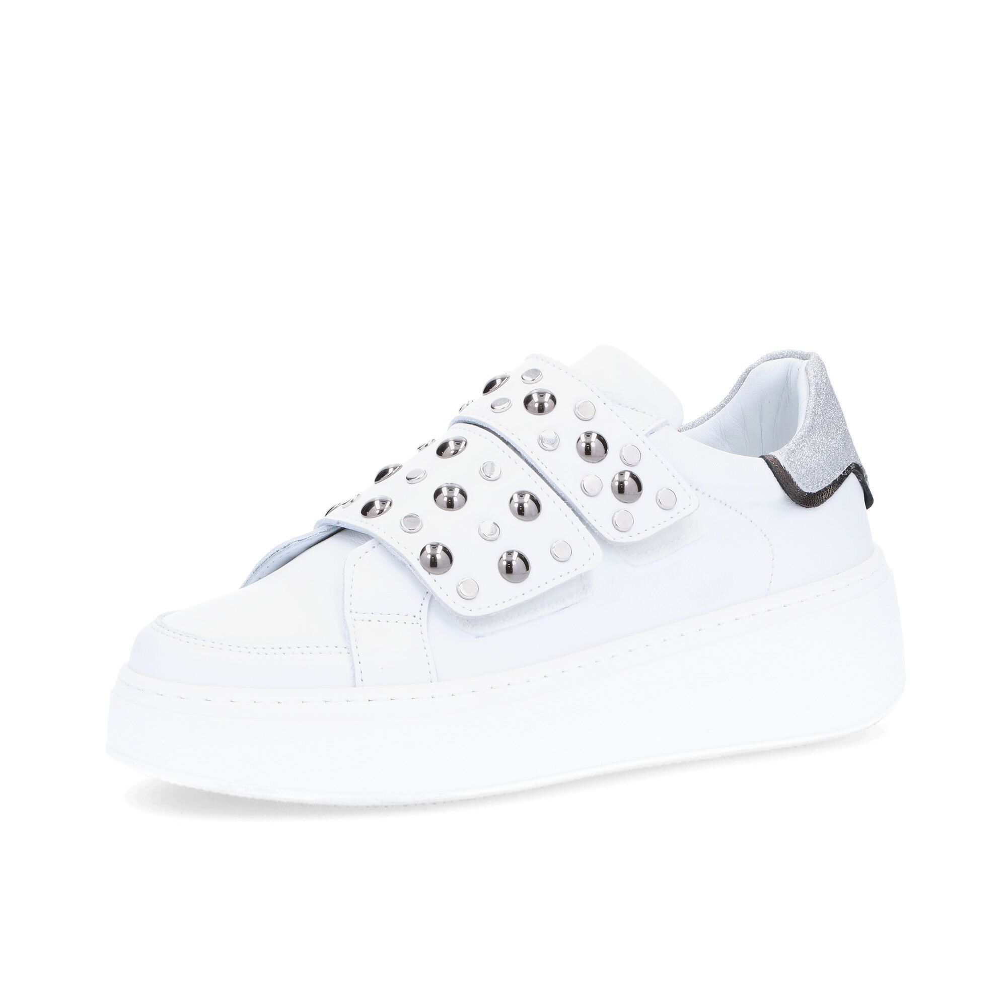 QVC Le Serpentini Sneaker in pelle con chiusura in velcro e borchie