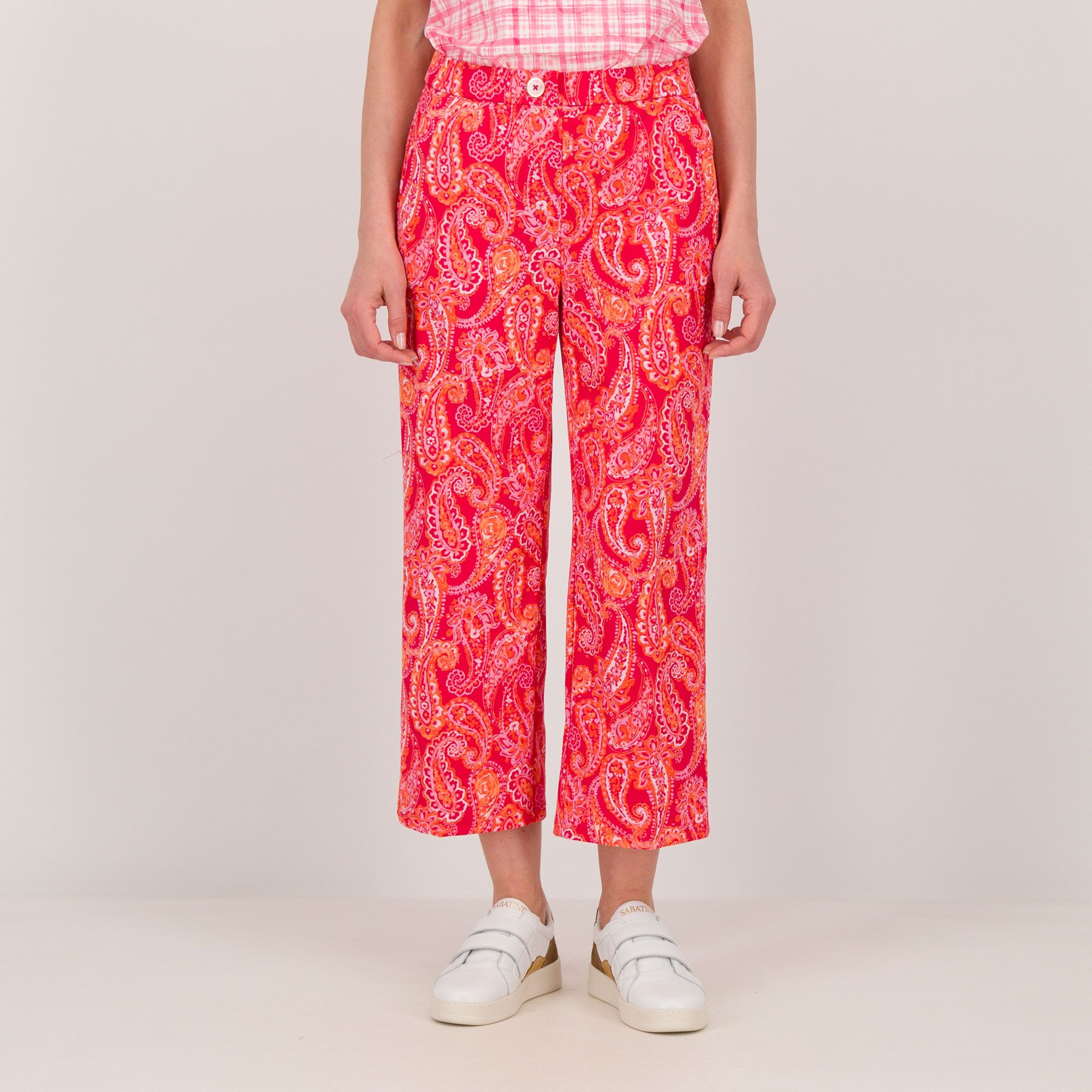 Isaac Mizrahi Live! Pantaloni cropped in tessuto stampato con tasche