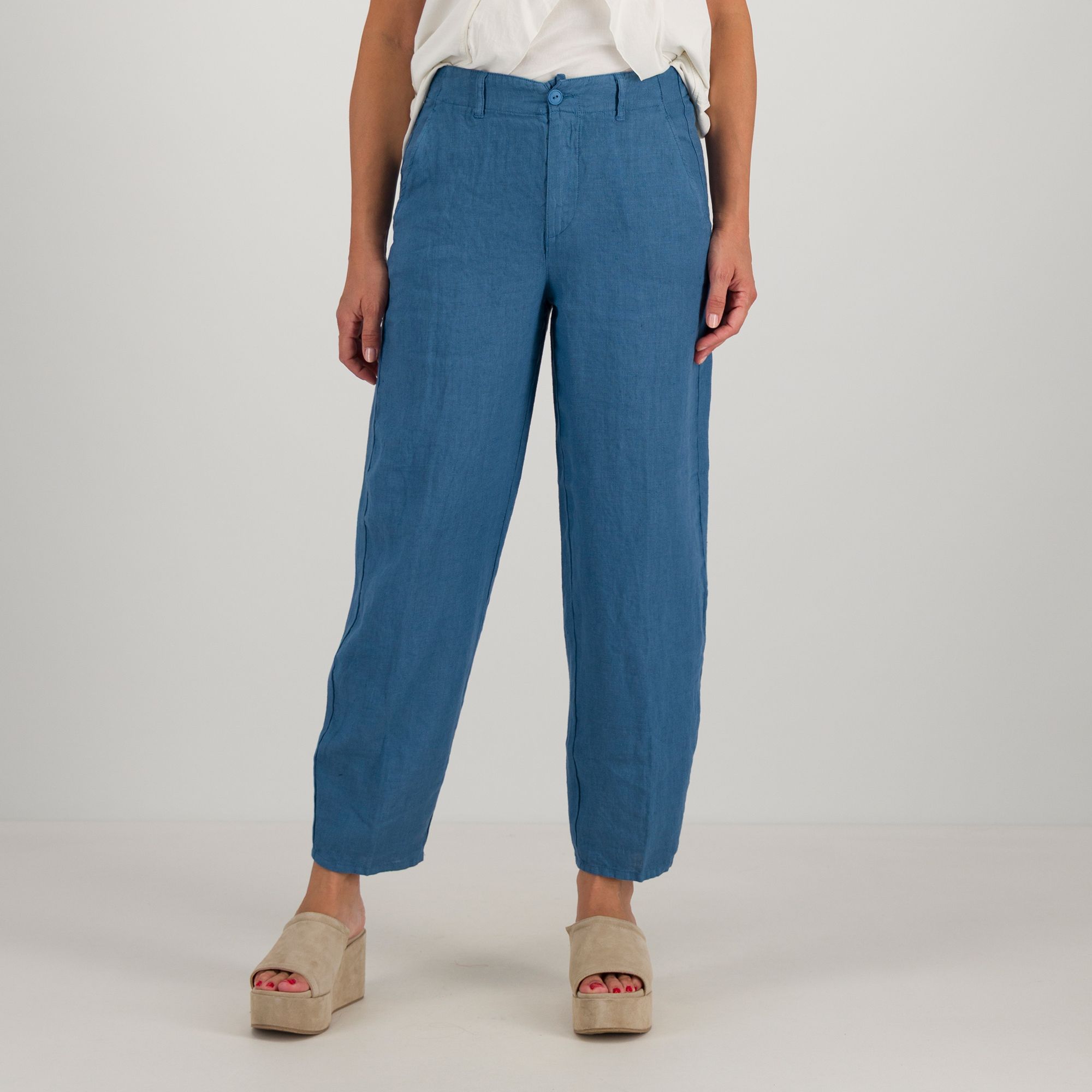 COLOUR LAB Pantaloni in lino con elastico