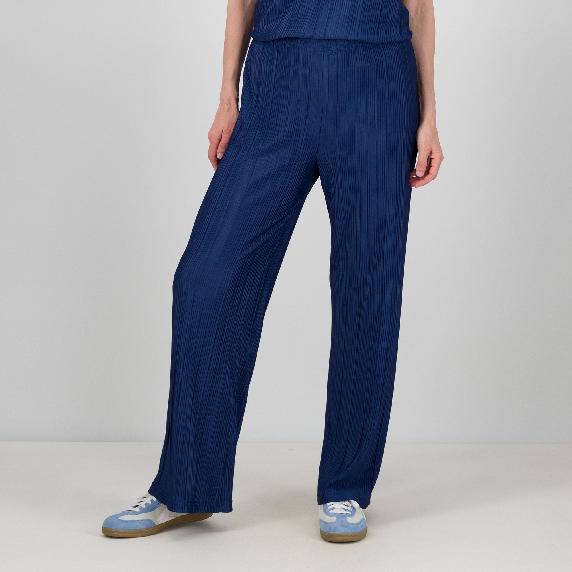 Officina della Moda Pantapalazzo in tessuto plissé con elastico