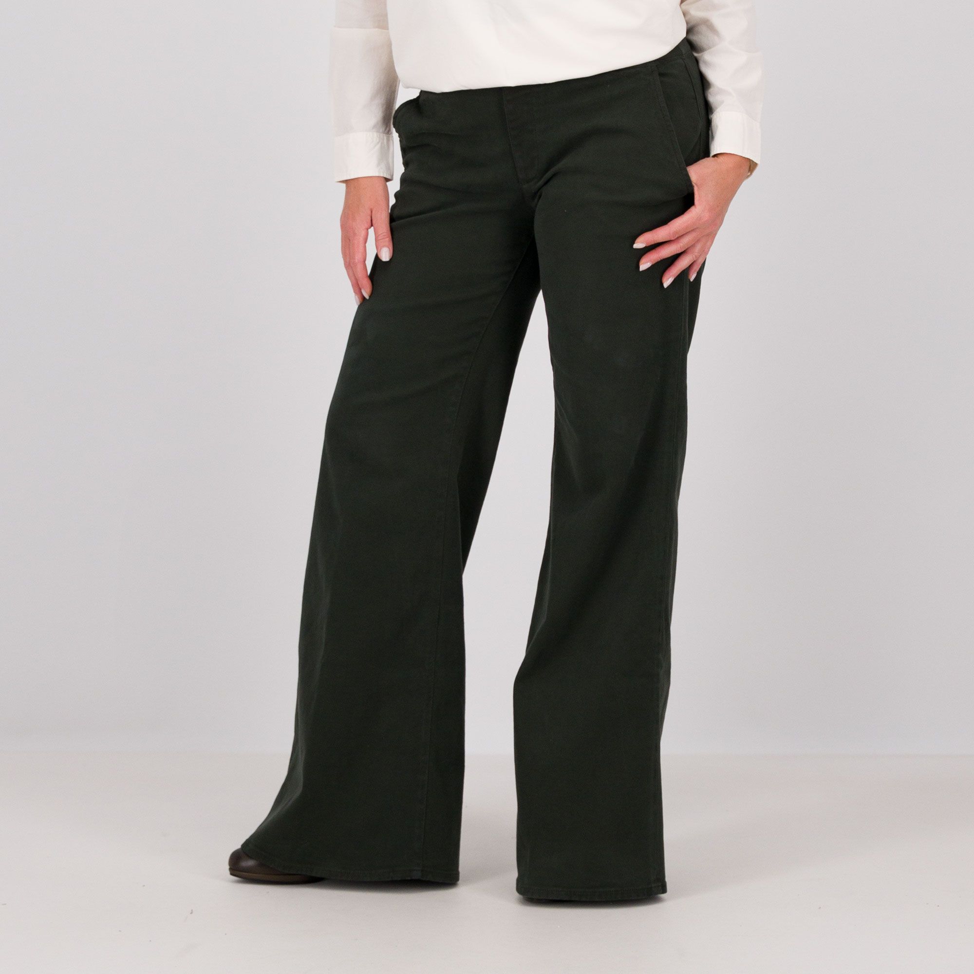 Image of Colour Lab Pantaloni in cotone stretch e jersey con gamba svasata061