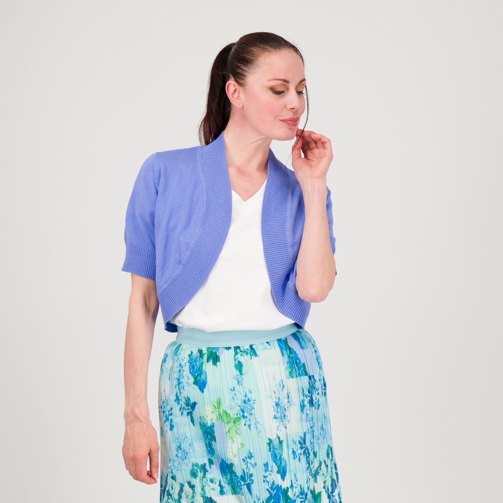 Isaac Mizrahi Live! Cardigan coprispalle a maniche corte stondato davanti