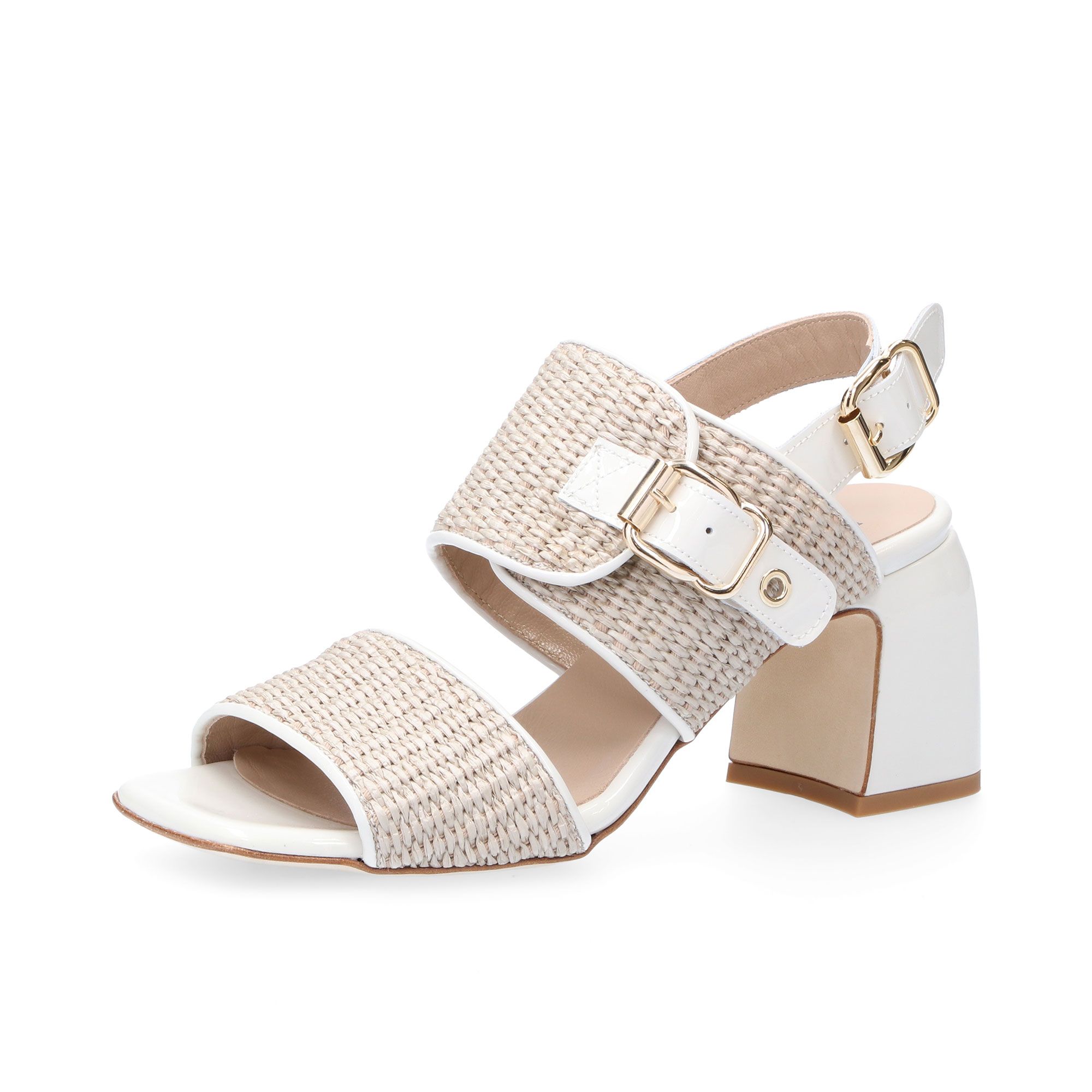 Faire
Sandali in pelle
verniciata e rafia
tacco 8 cm