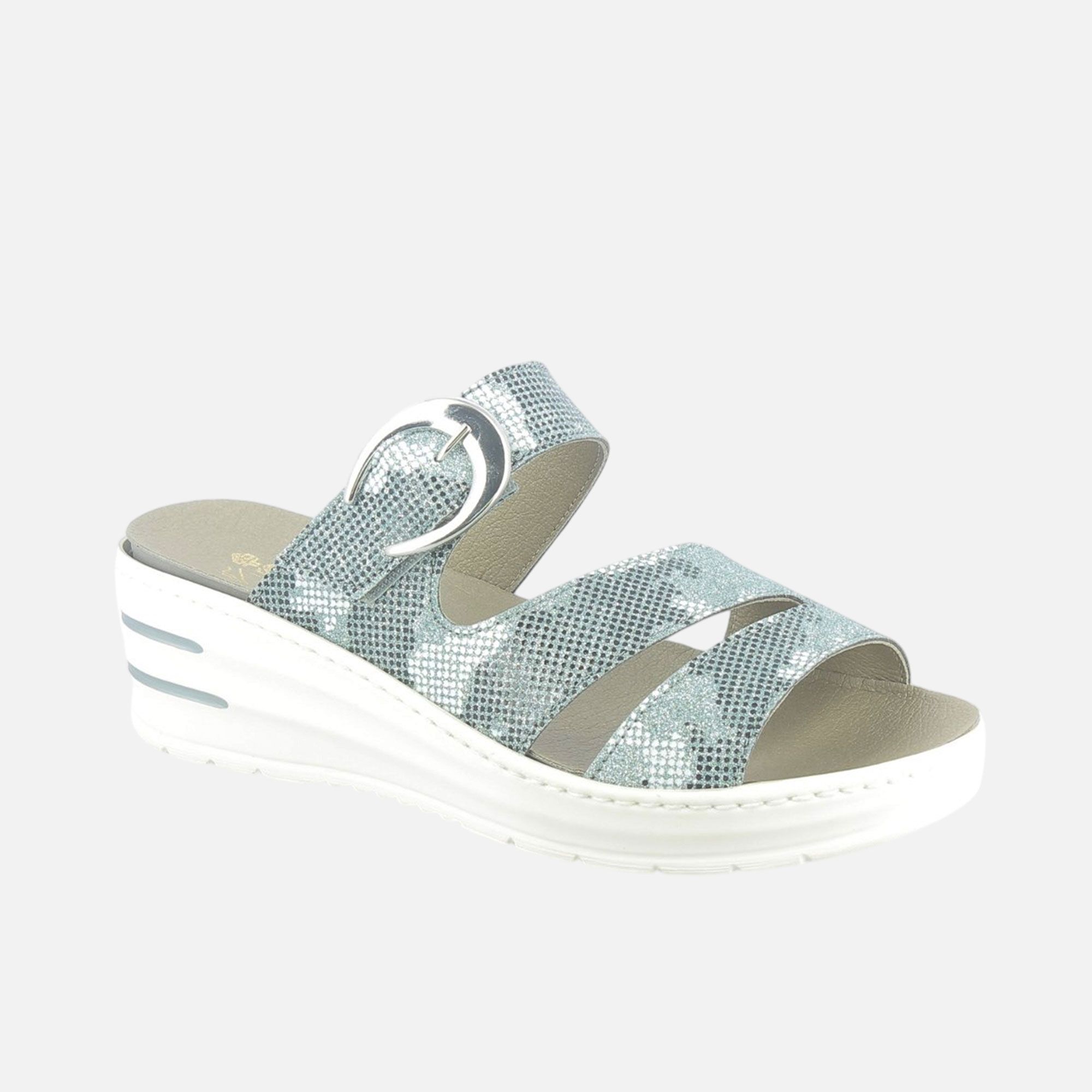 Sanagens Sandali in pelle stampa rettile e fasce frontali