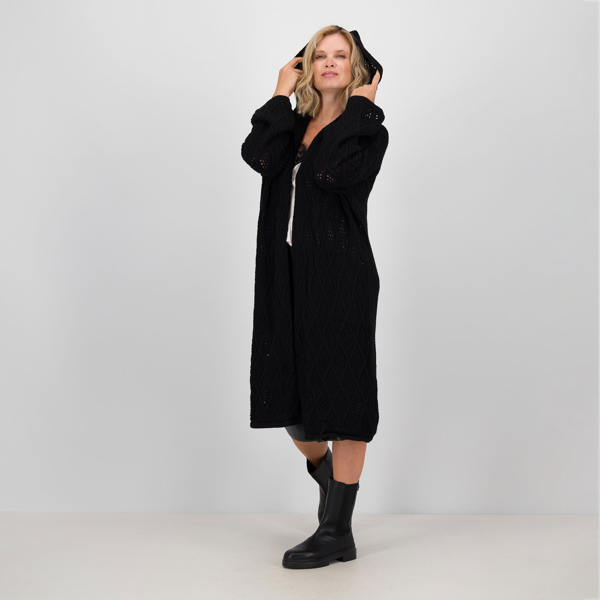 Enjoy Tricot
Cardigan lavorazioni
a rombi a rilievo
con interno rete