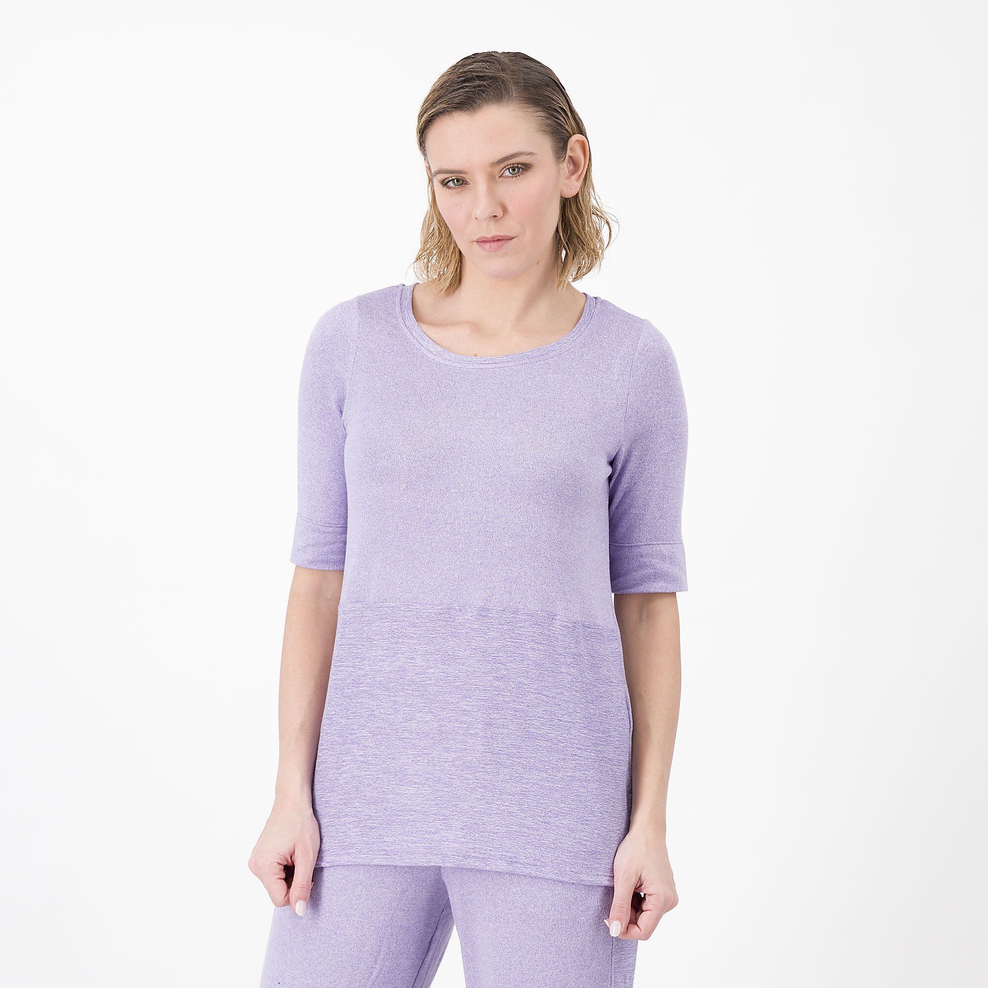 QVC Cuddle Duds T-shirt con maniche al gomito