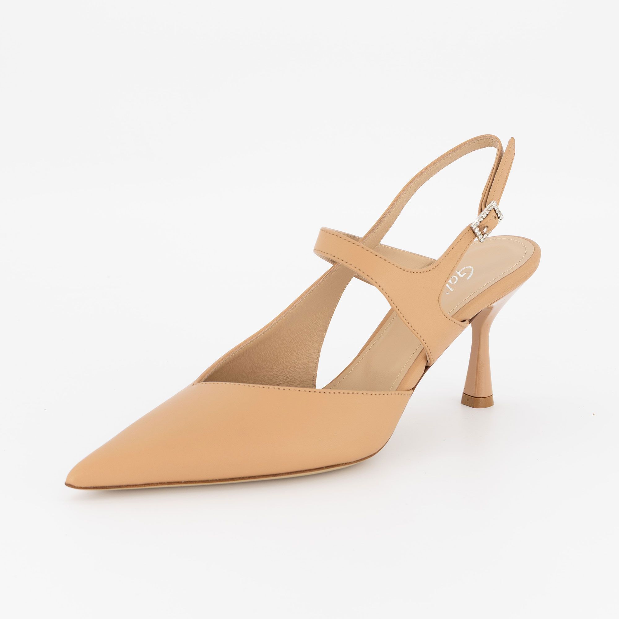 Galieti Slingback in pelle con cinturino alla caviglia e tacco 8cm