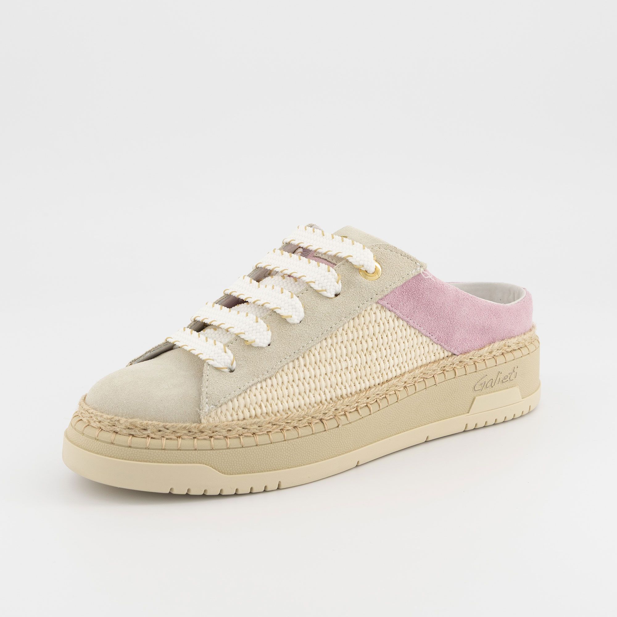 Galieti Sneaker Sabot in pelle scamosciata con suola 4 cm