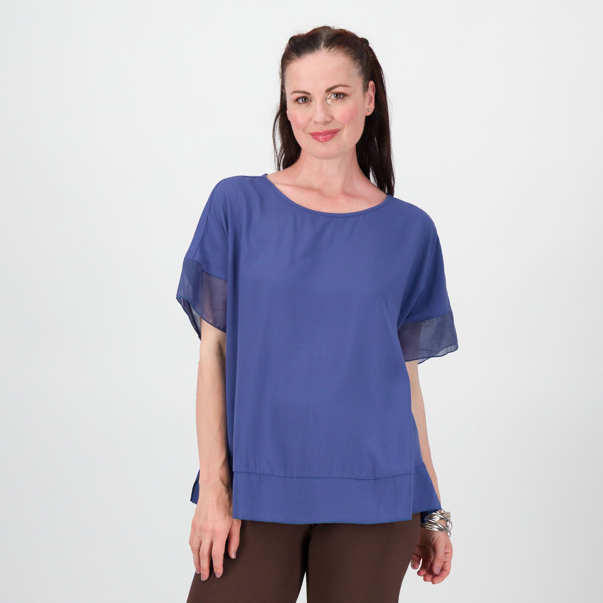 Bianca Della Torre Blusa in mussola di viscosa a maniche corte