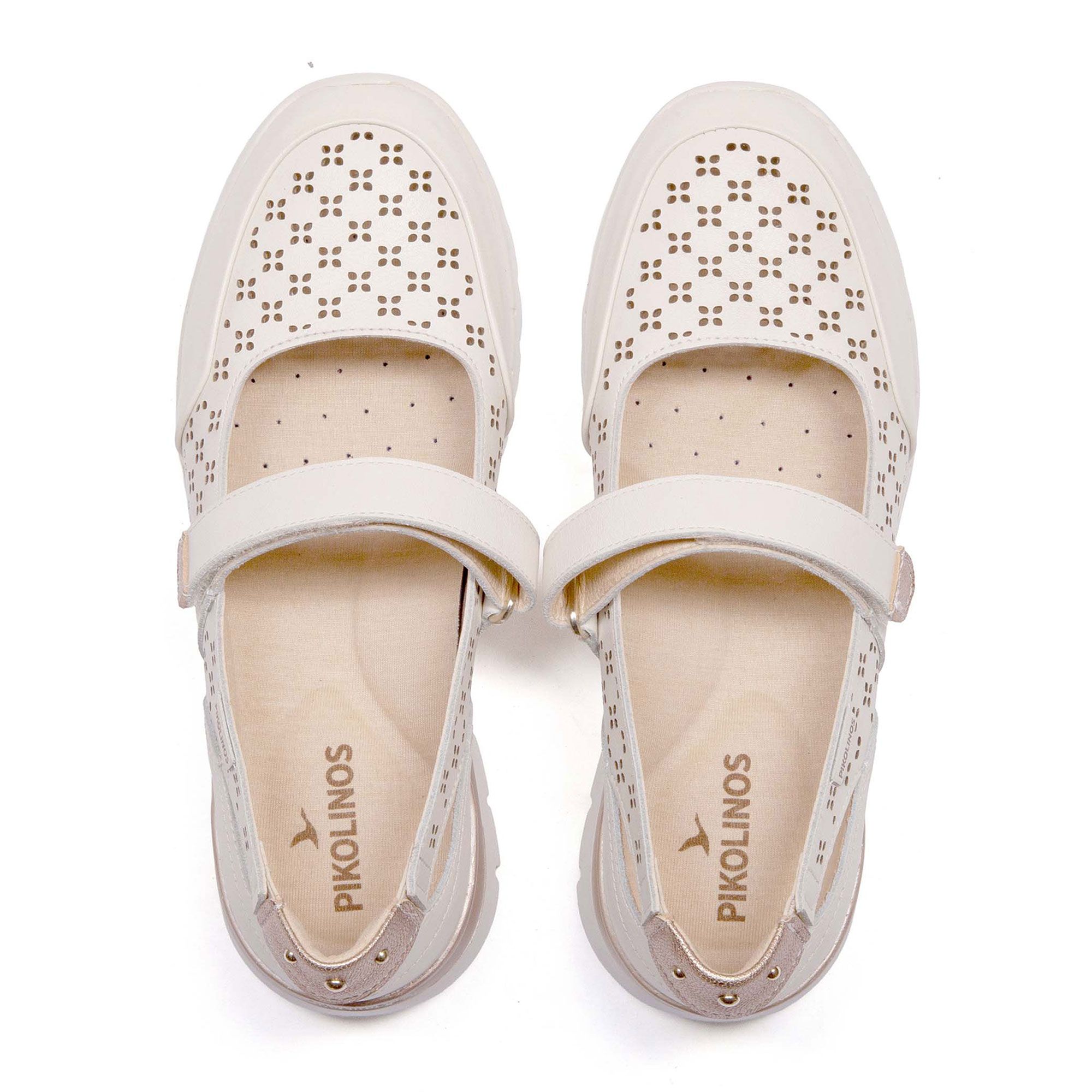 Pikolinos Mary Jane Ballerine in pelle traforata con suola 4 cm