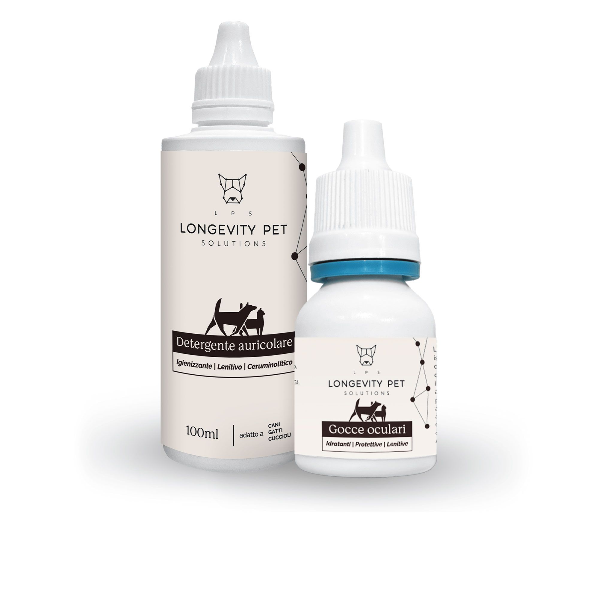 Longevity Pet
Detergente orecchie
e gocce occhi
per cani e gatti