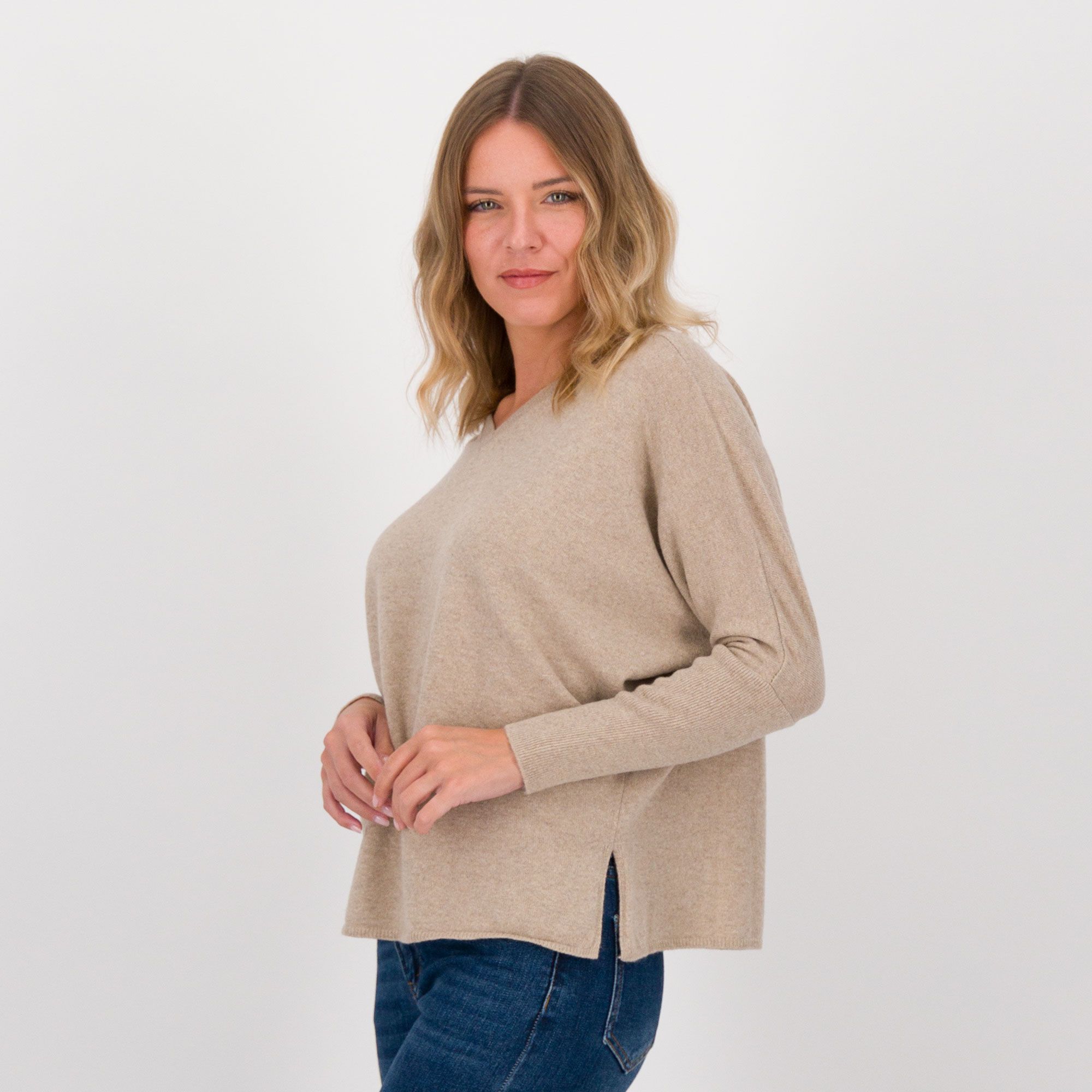 QVC LUCREZIA SCIORTINO Maglia a scatola con spacchi laterali misto lana e cashmere