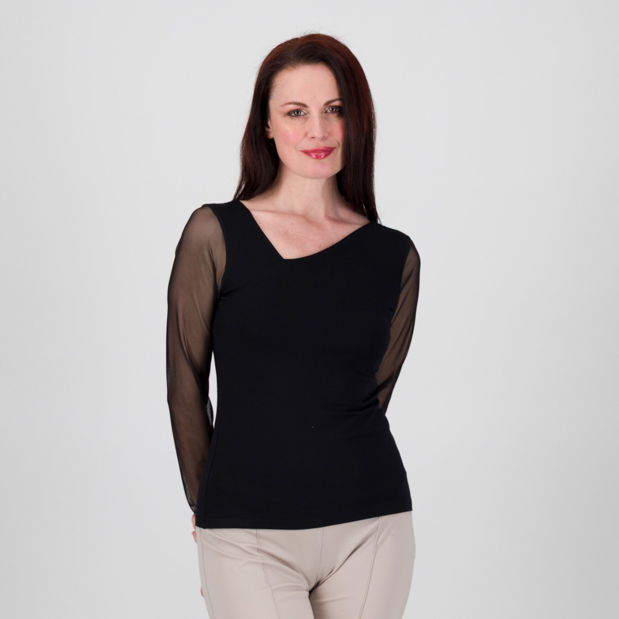 Officina della Moda Blusa a maniche lunghe in jersey di viscosa