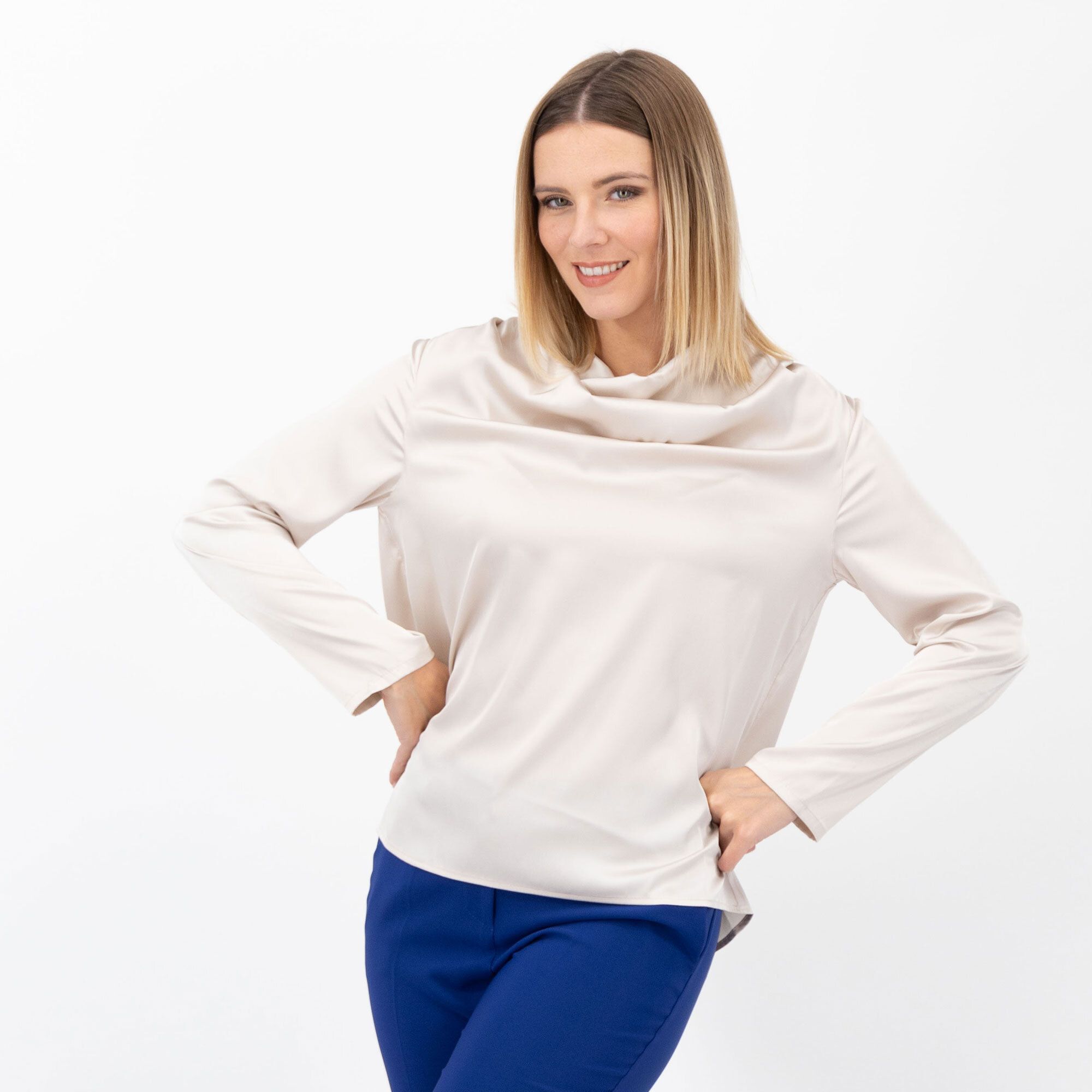 QVC Olly Doo Blusa in raso semilucido