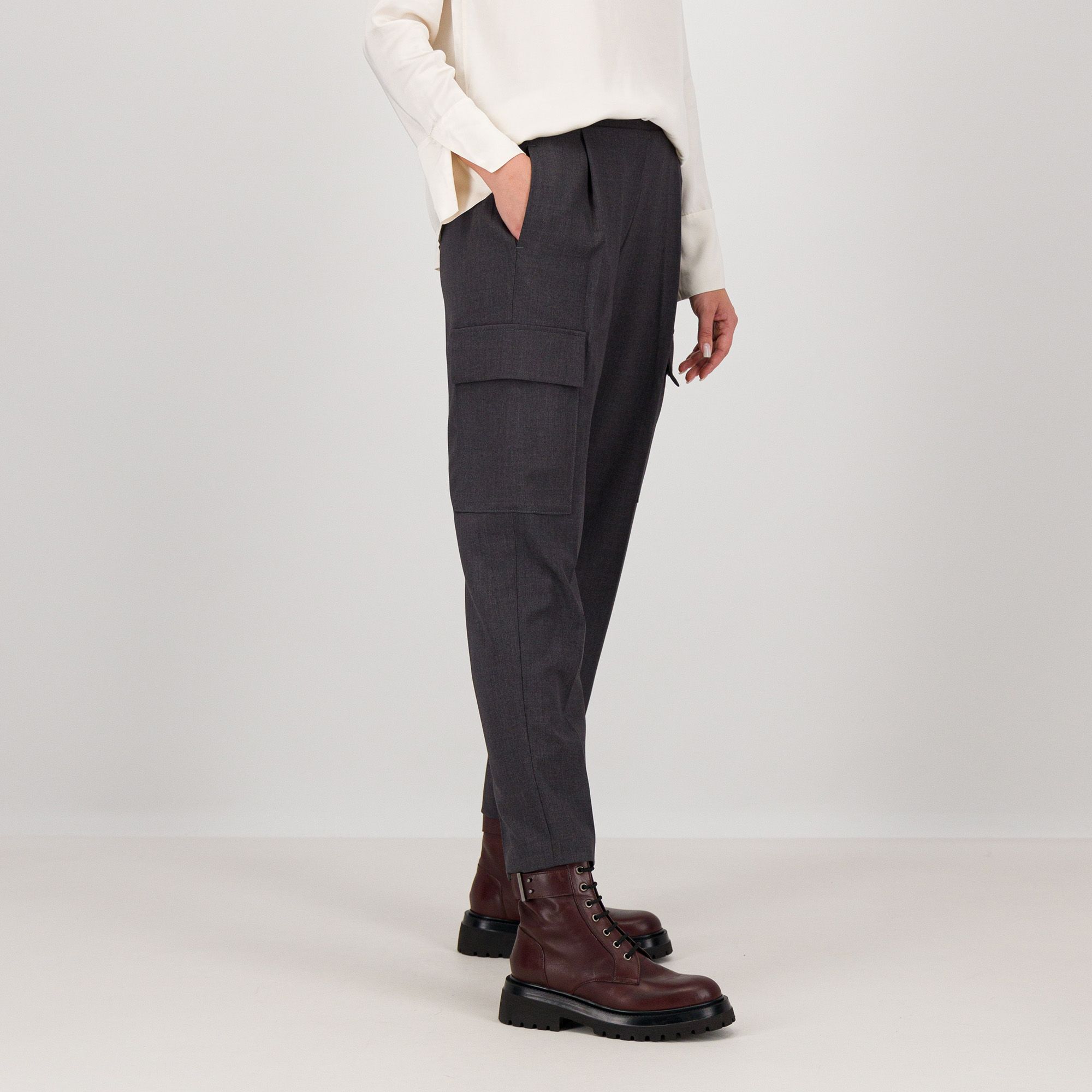 QVC Oltre Pantaloni cargo tinto filo con tasconi laterali