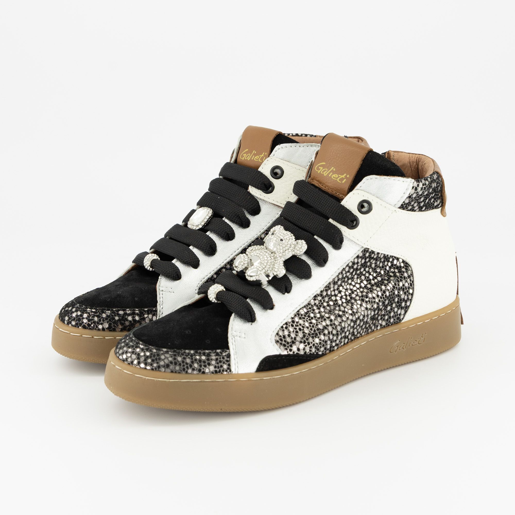 Galieti Sneaker alte in pelle con inserti