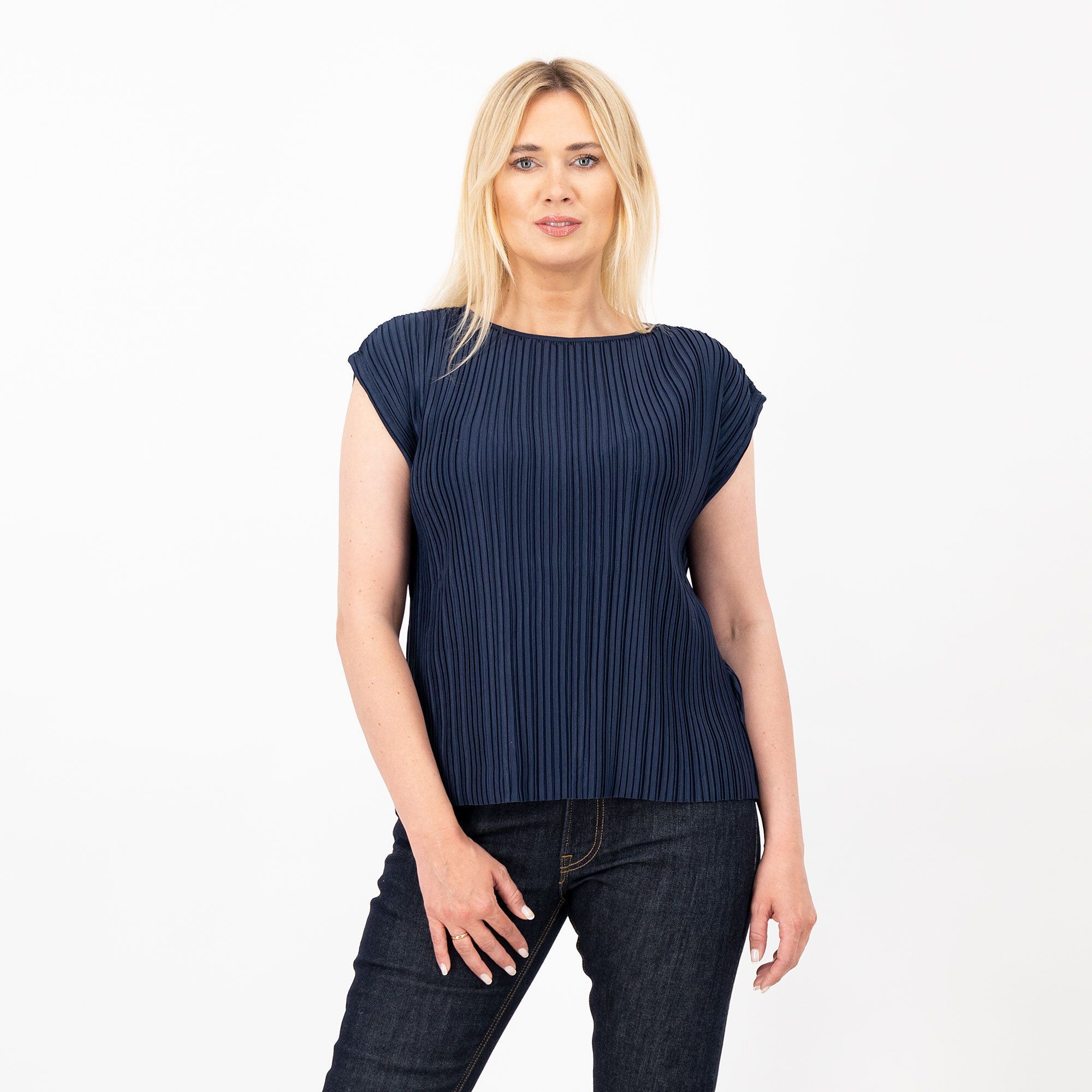 QVC Wynne Layers Top smanicato con spalla scesa in jersey plissè di misto viscosa