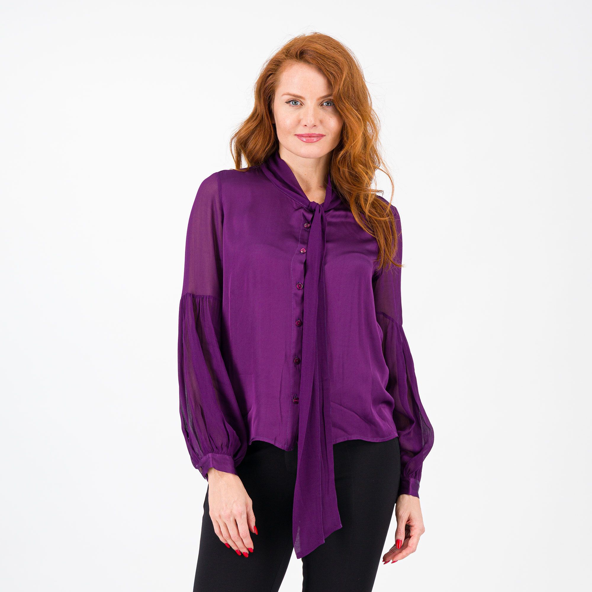 Image of Mood Atelier Camicia in raso e georgette di viscosa con fiocco061