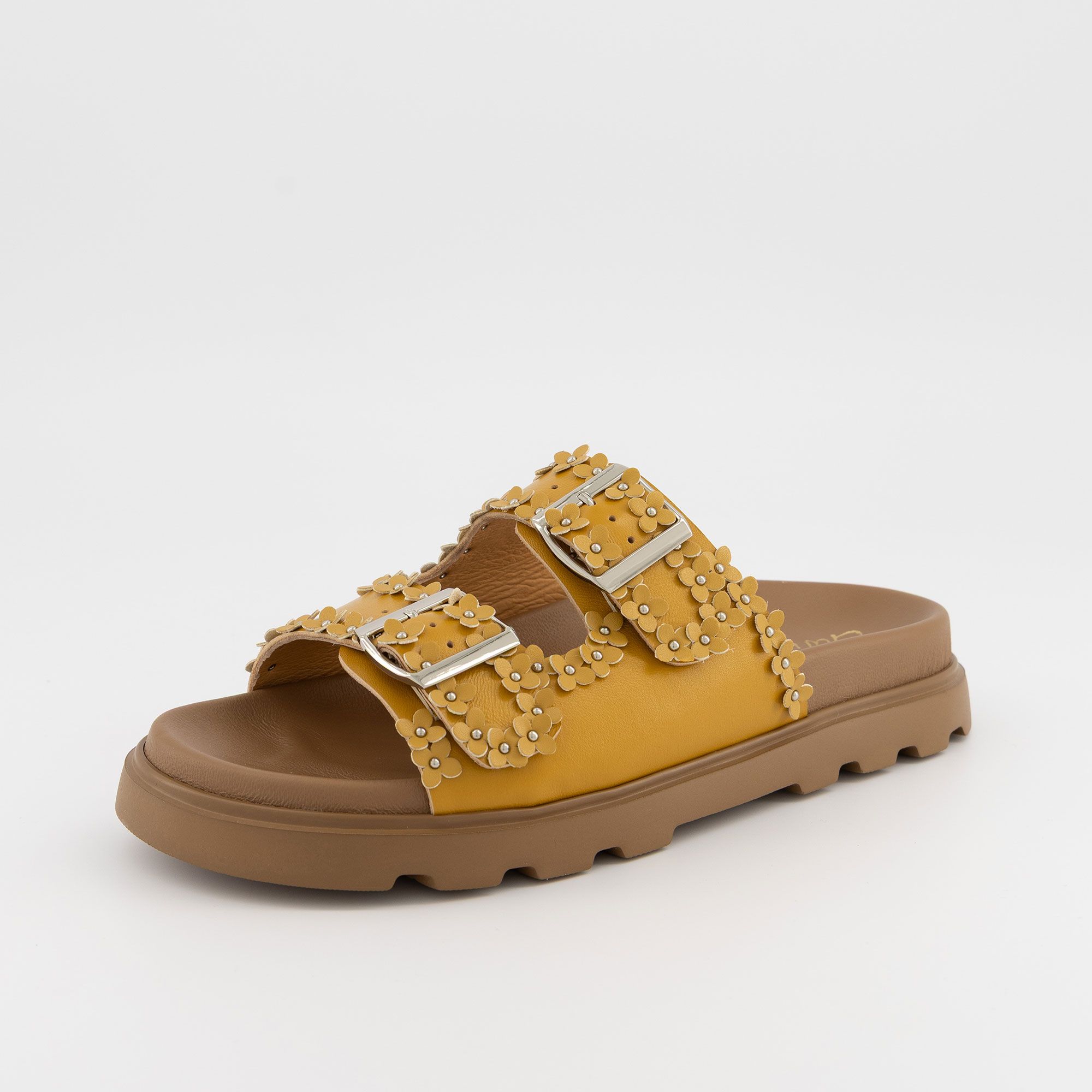 Galieti Sandali fusbet in pelle con borchie e suola 4 cm