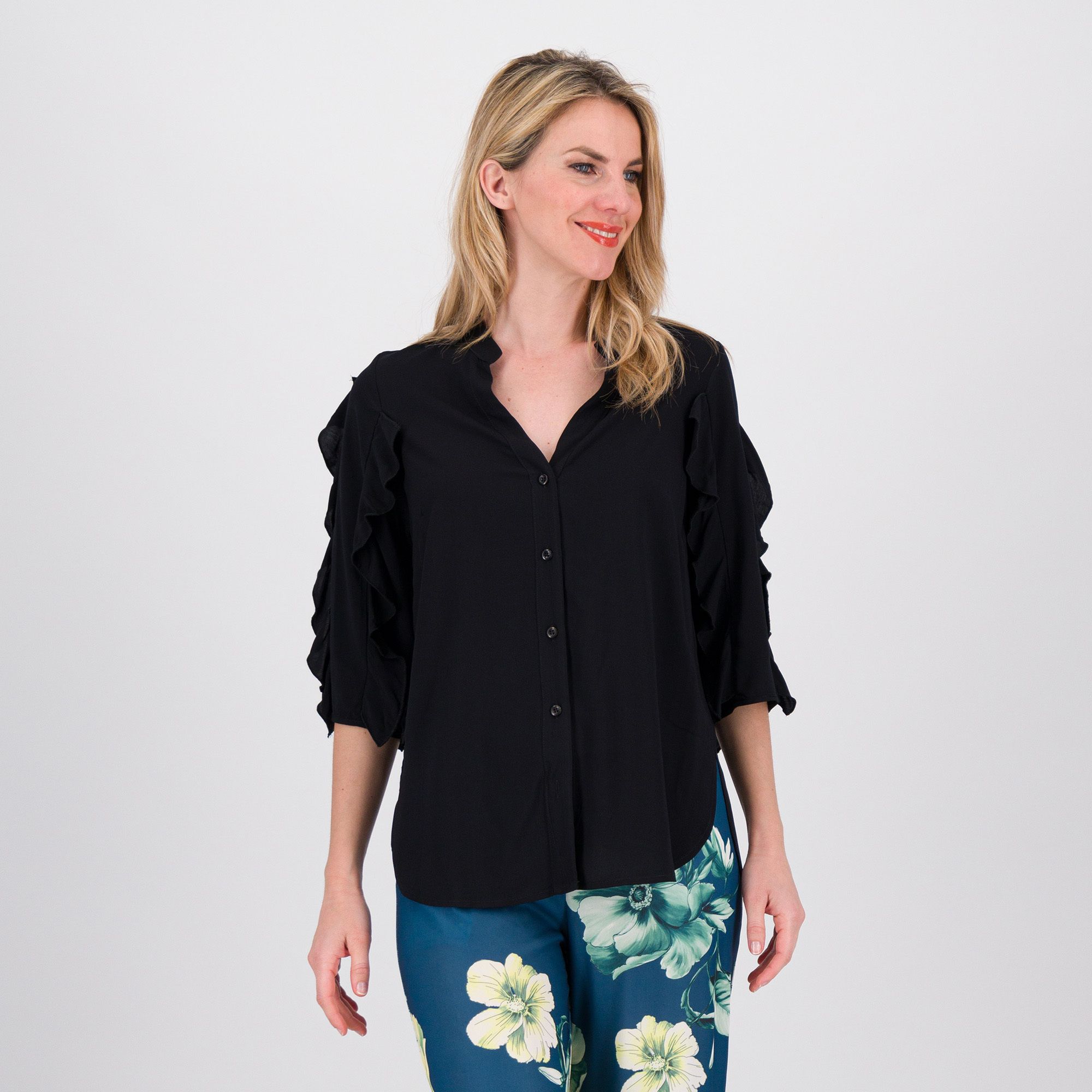 Bulotus Camicetta Donna Con Maniche 3/4 E Scollo A V - Morbida, Leggera, Con Orlo Curvo, Vestibilità Comoda, Per Ufficio E Tempo Libero