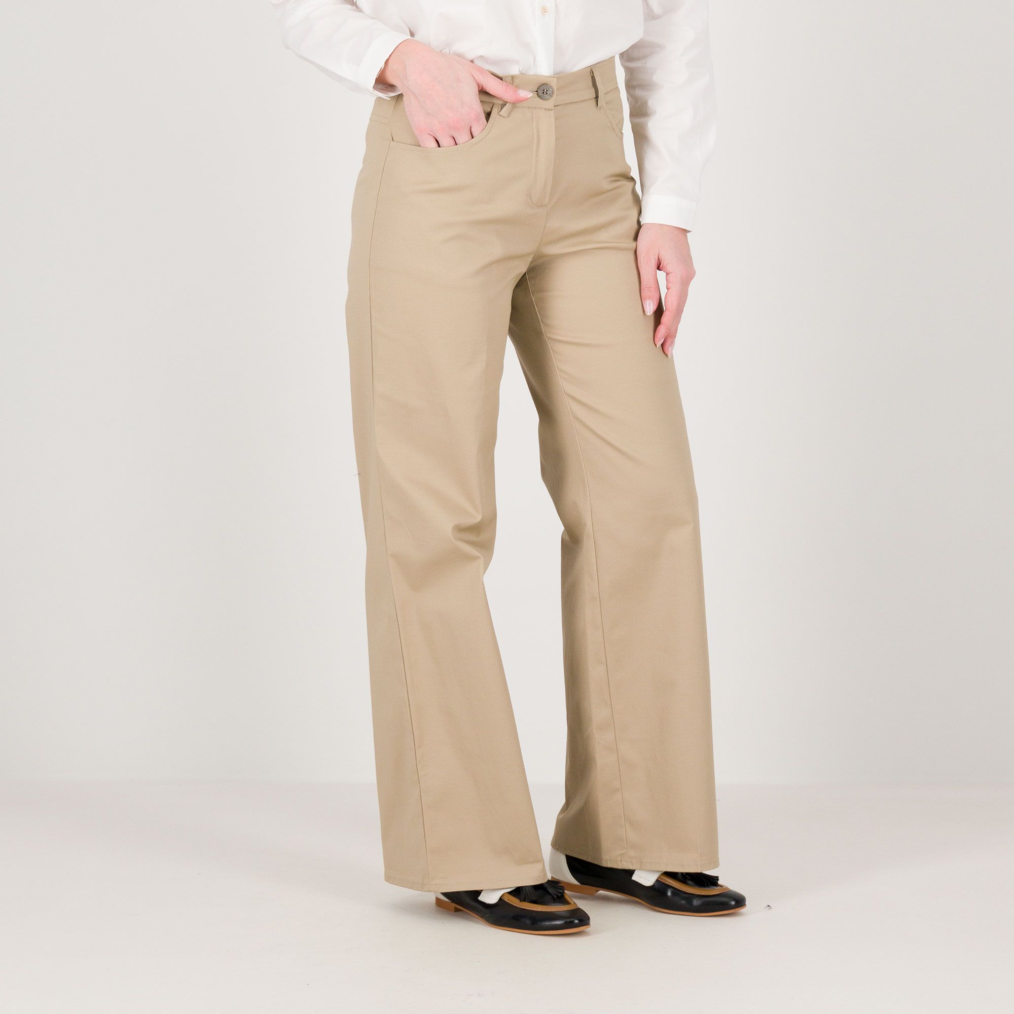 Image of W.I.T.A. Pantaloni ampi in cotone stretch con vita elasticata061