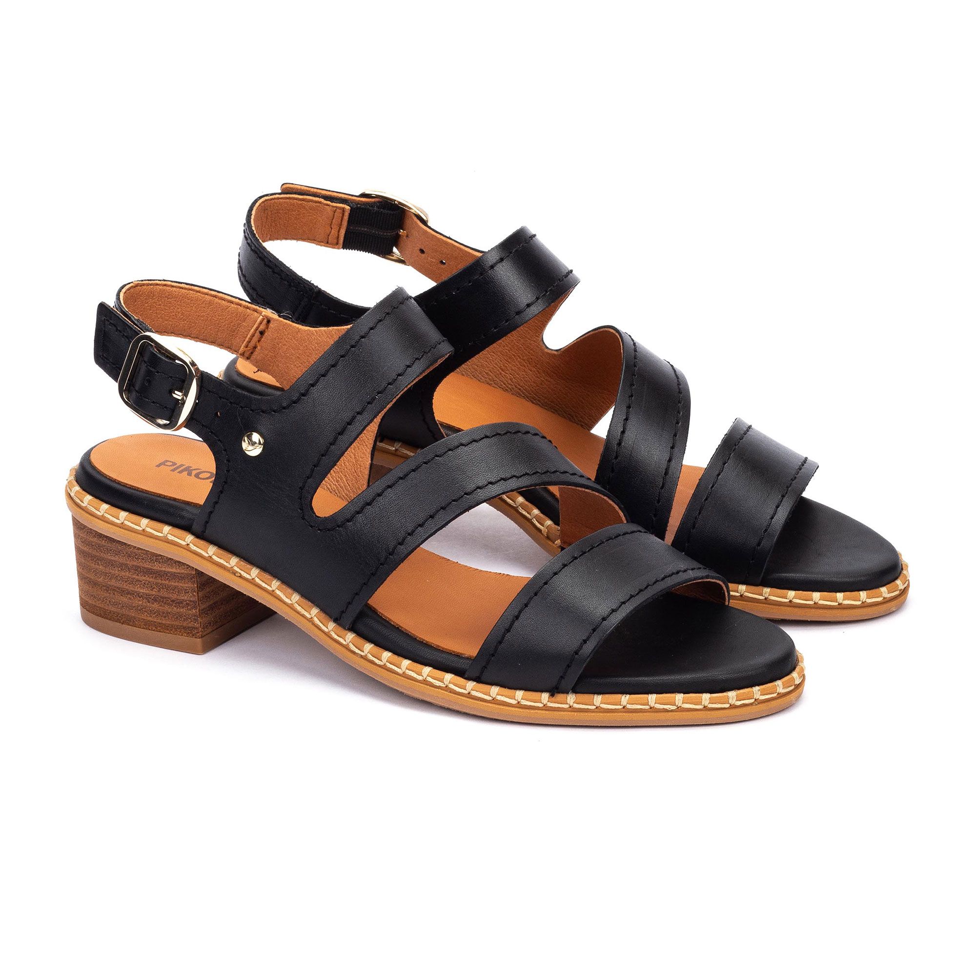 Pikolinos Sandali in pelle con due fasce e tacco 5 cm