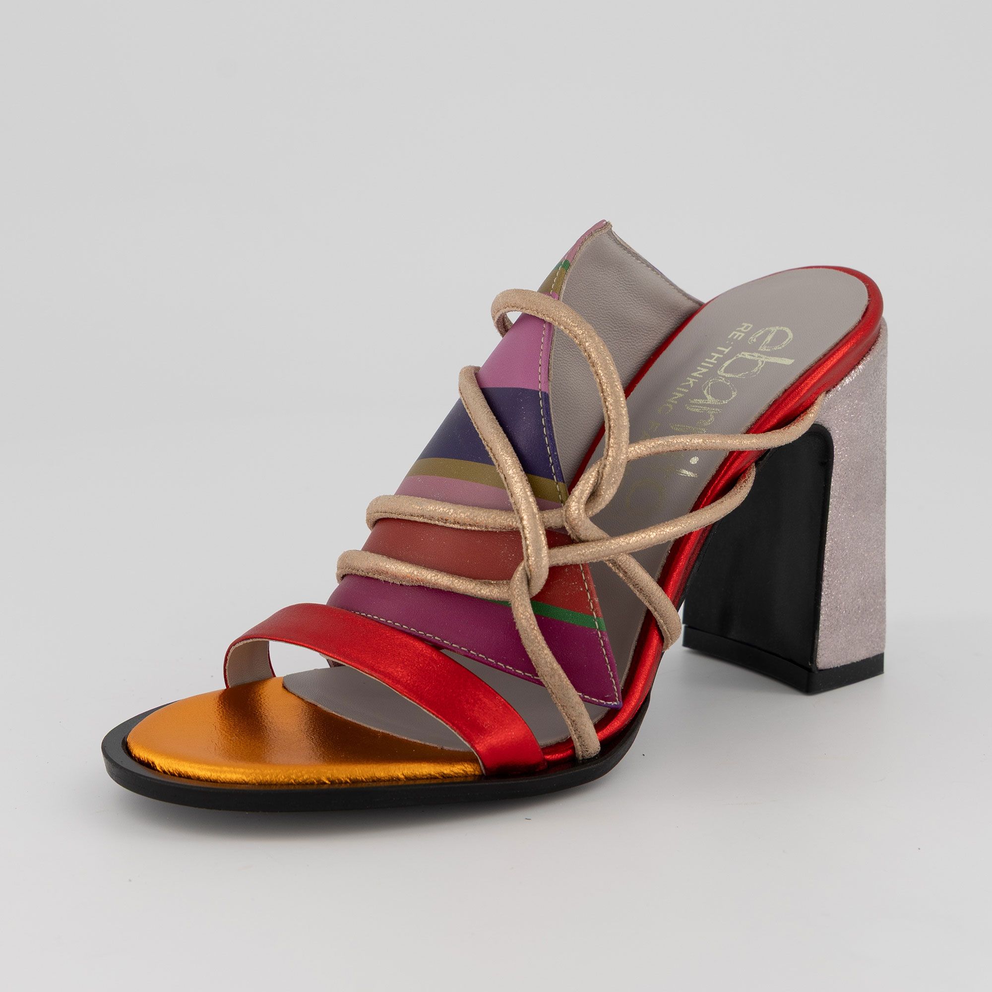 Ebarrito
Sandali in pelle
patchwork con tacco
9 cm