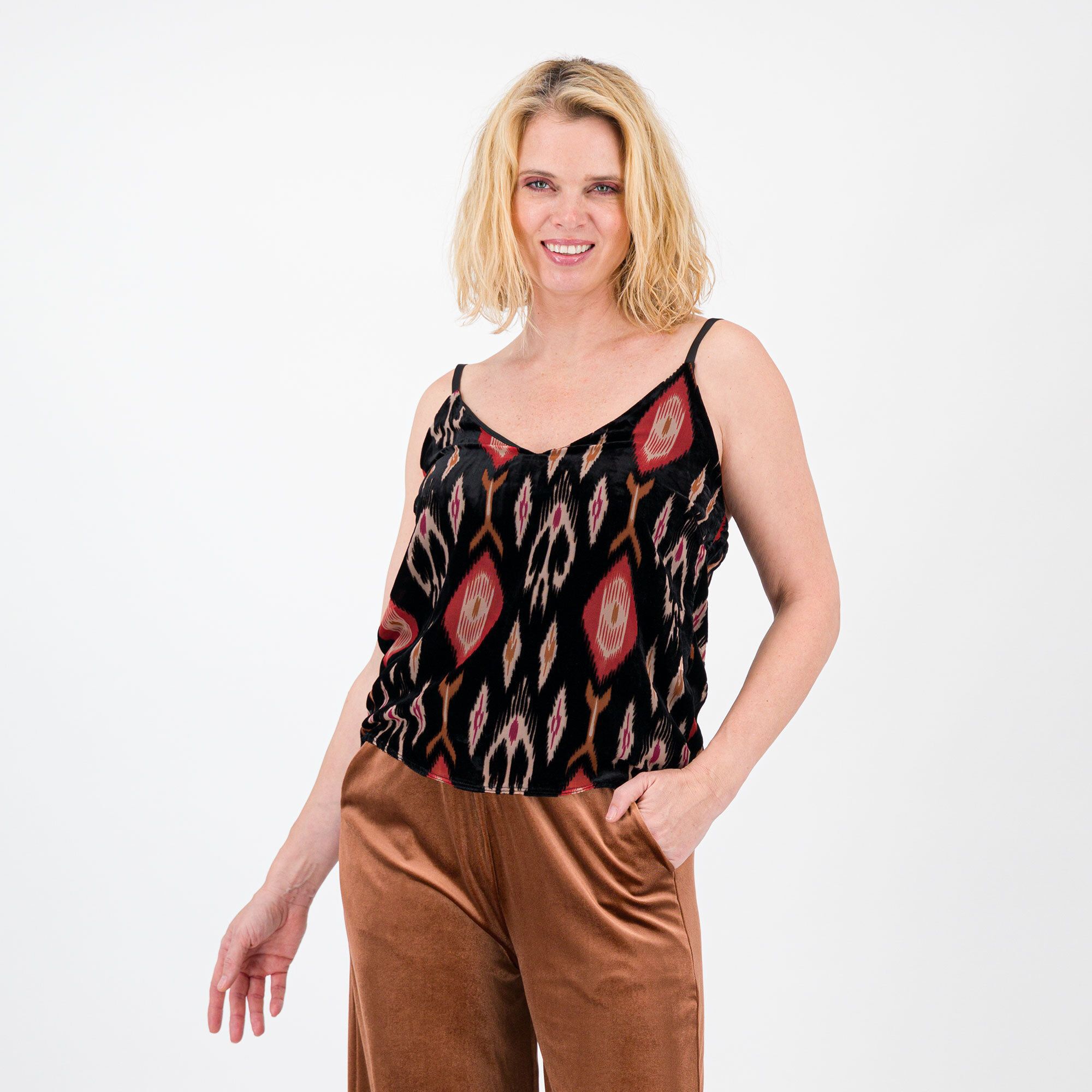 QVC Mood Atelier Top in velluto devoré con spalline sottili