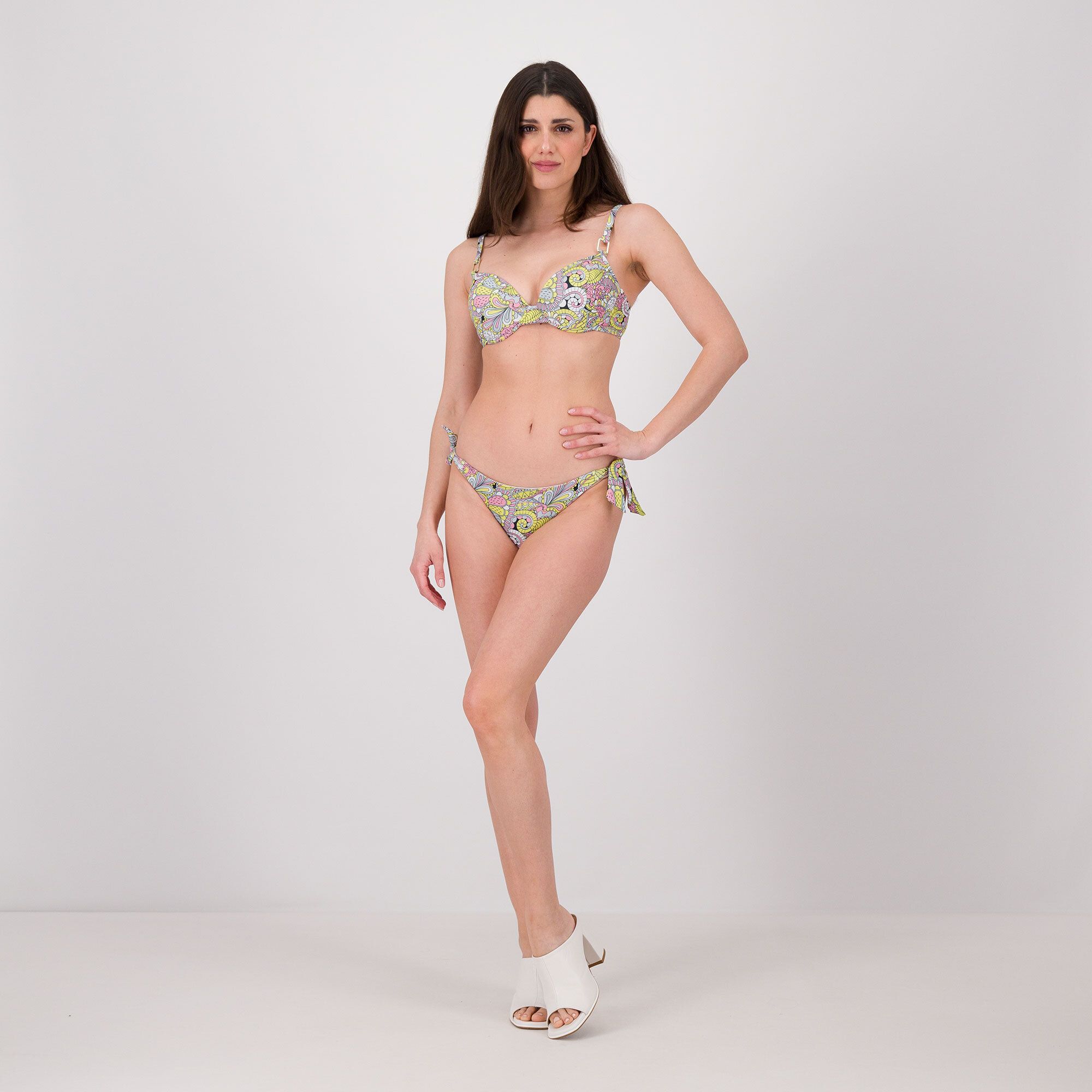 QVC Eman Beachwear Bikini fantasia con coppa push up e slip con fiocchi