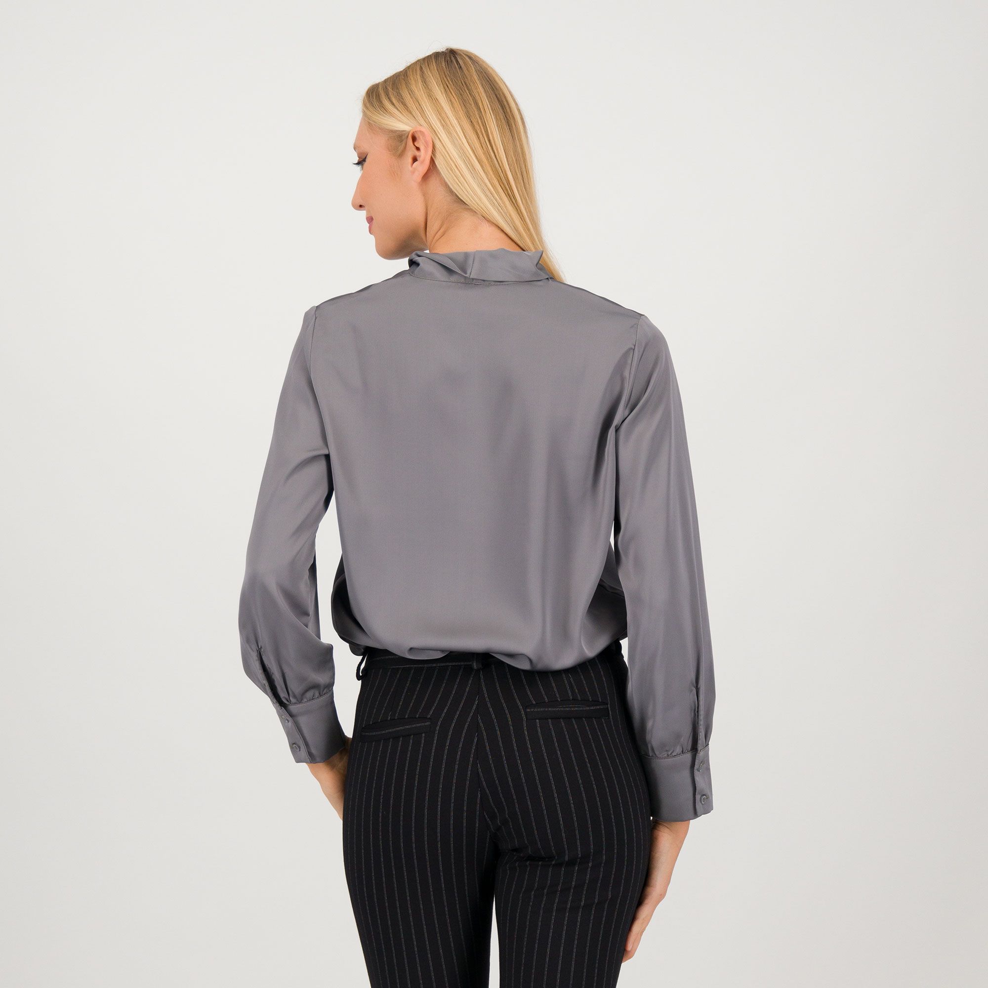 Image of Enjoy Blusa in raso di viscosa con scollo a V e cravattino061