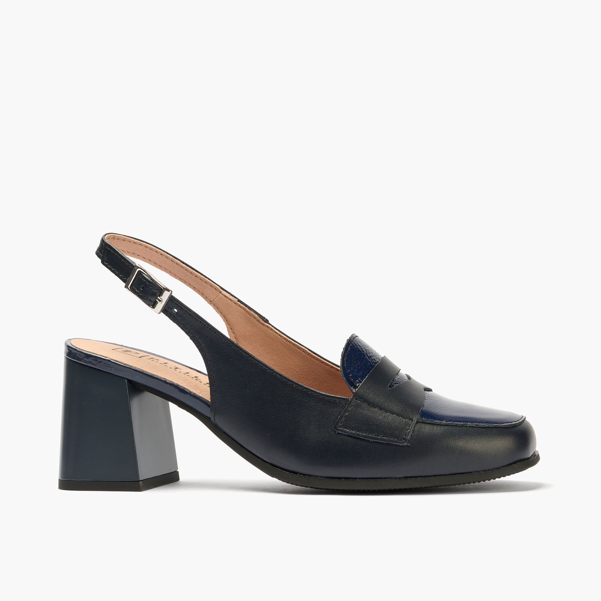 Pitillos Slingback in pelle a punta squadrata con tacco 6 cm